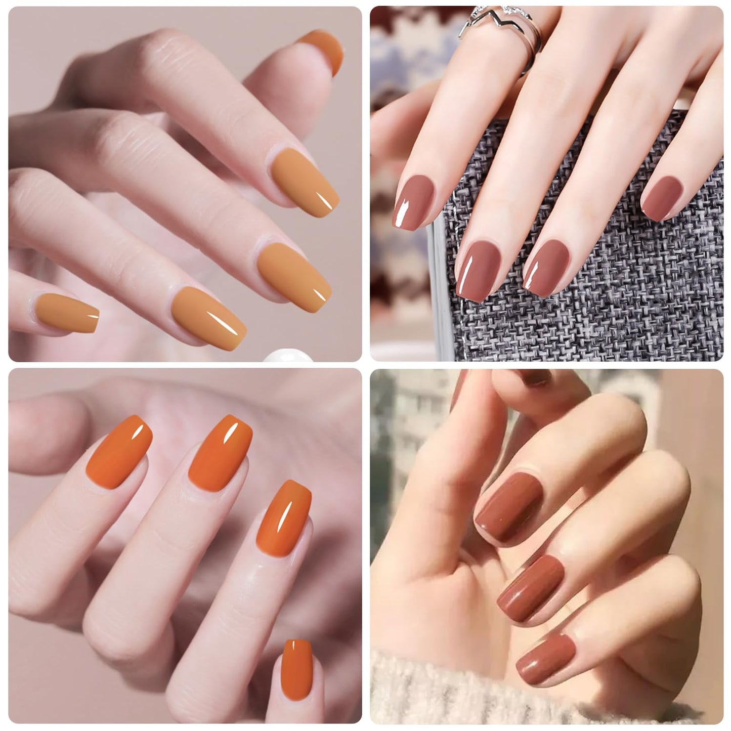 WOKOTO 20 Sheets Orange Nail Strips for Women Nails Multi-Color Orange Brown Nail Polish Strips Solid Nail Stickers Full Nail Wraps Nail Polish Stickers Gel Nail Strips for Nails Decorations