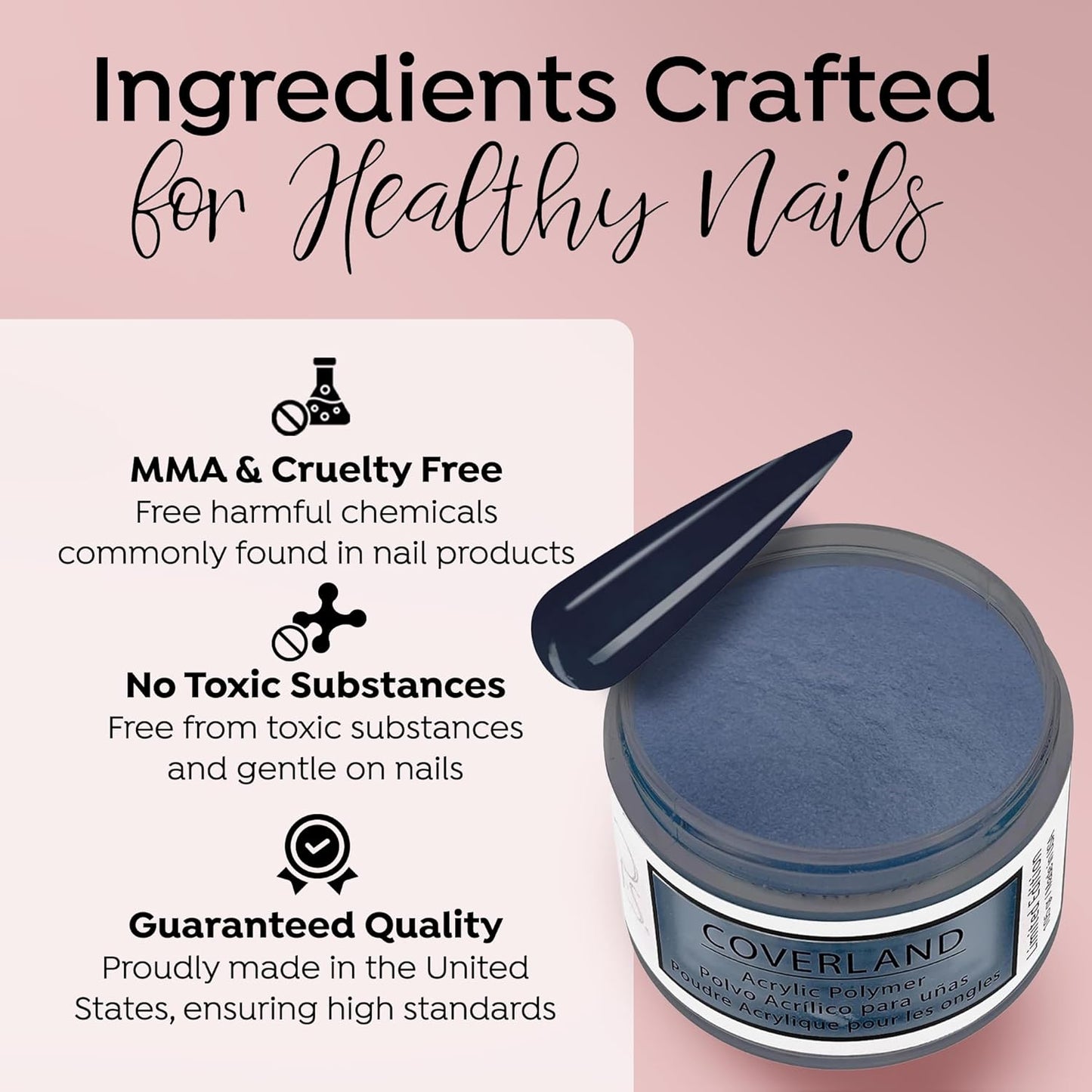 Tones Coverland Acrylic Nail Powder "Nightfall" - Limited Edition Acrylic Powder for Nail Design, Sculpting, and Masking Nail Bed Imperfections - Professional Acrylic Nail Supplies - (1.5 Oz)