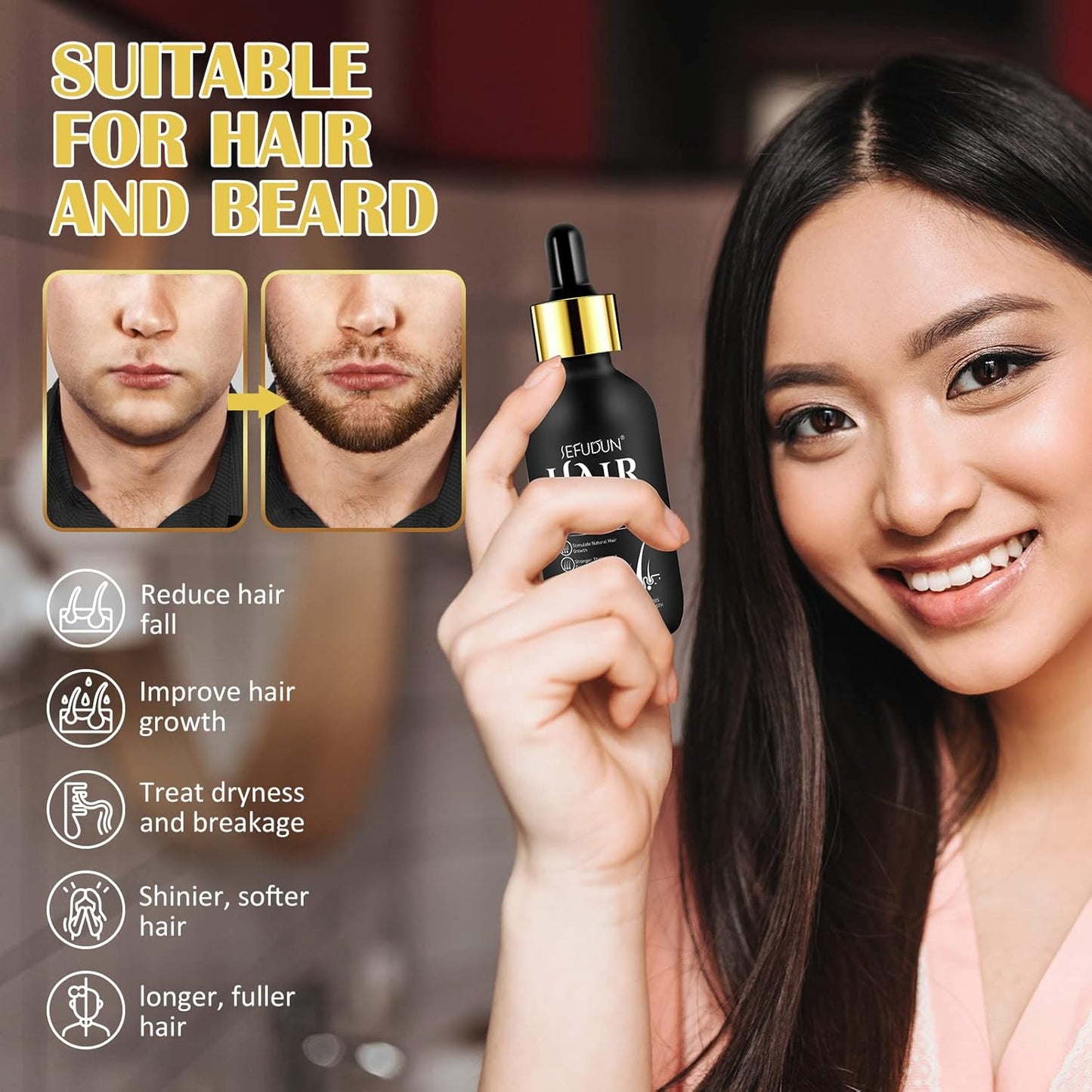 Minoxidil Hair Growth Serum for Men and Women, 5% Minoxidil with Biotin for Scalp Hair Loss and Thinning, Promotes Natural Thicker, Longer, Fuller Healthier Hair, 2.02 oz