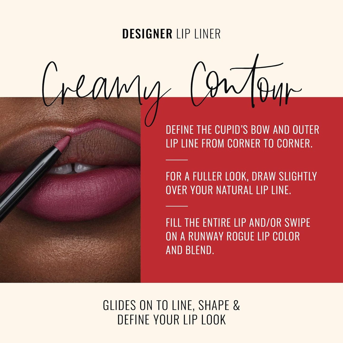 Runway Rogue Designer Liner Lip Pencil, Matte Muted Plum Lip Liner Pencil and Lip Liner Sharpener, ‘Start the Show’