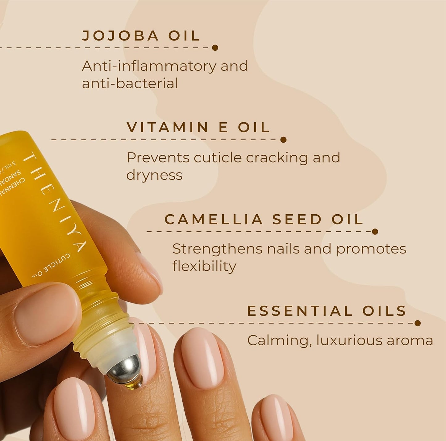 Cuticle Oil for Nail Strengthening and Growth – Hydrating, Vegan, Organic Formula with Jojoba & Vitamin E | 3 Signature Fragrances | 5mL Roll-On (0.17 Fl Oz, Orange Fragrance)