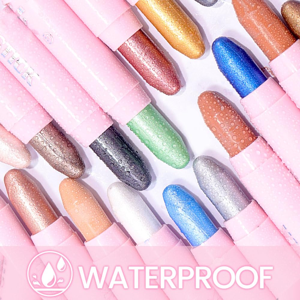 Kaely 2in1 Cream Eye Shadow Brightener Sticks, Pearl White Eyeliner Pencil Shimmer, Eyeshadow Applicator Stick Waterproof Pigmented, Eye Shadow Palette Highlighter Makeup, sombras para ojos, 01