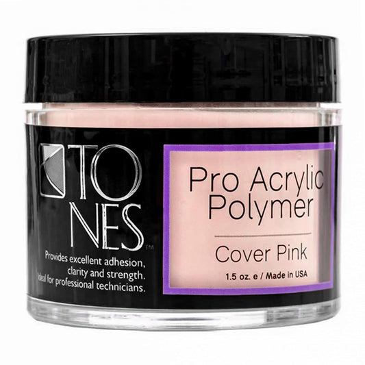 Tones Pro Acrylic Nail Powder, Cover Pink (Soft Nude Pink), (1.5 Fl Oz) - Long-Lasting & Non-Yellowing Polymer for Salon Quality Nail Extensions & 3D Art