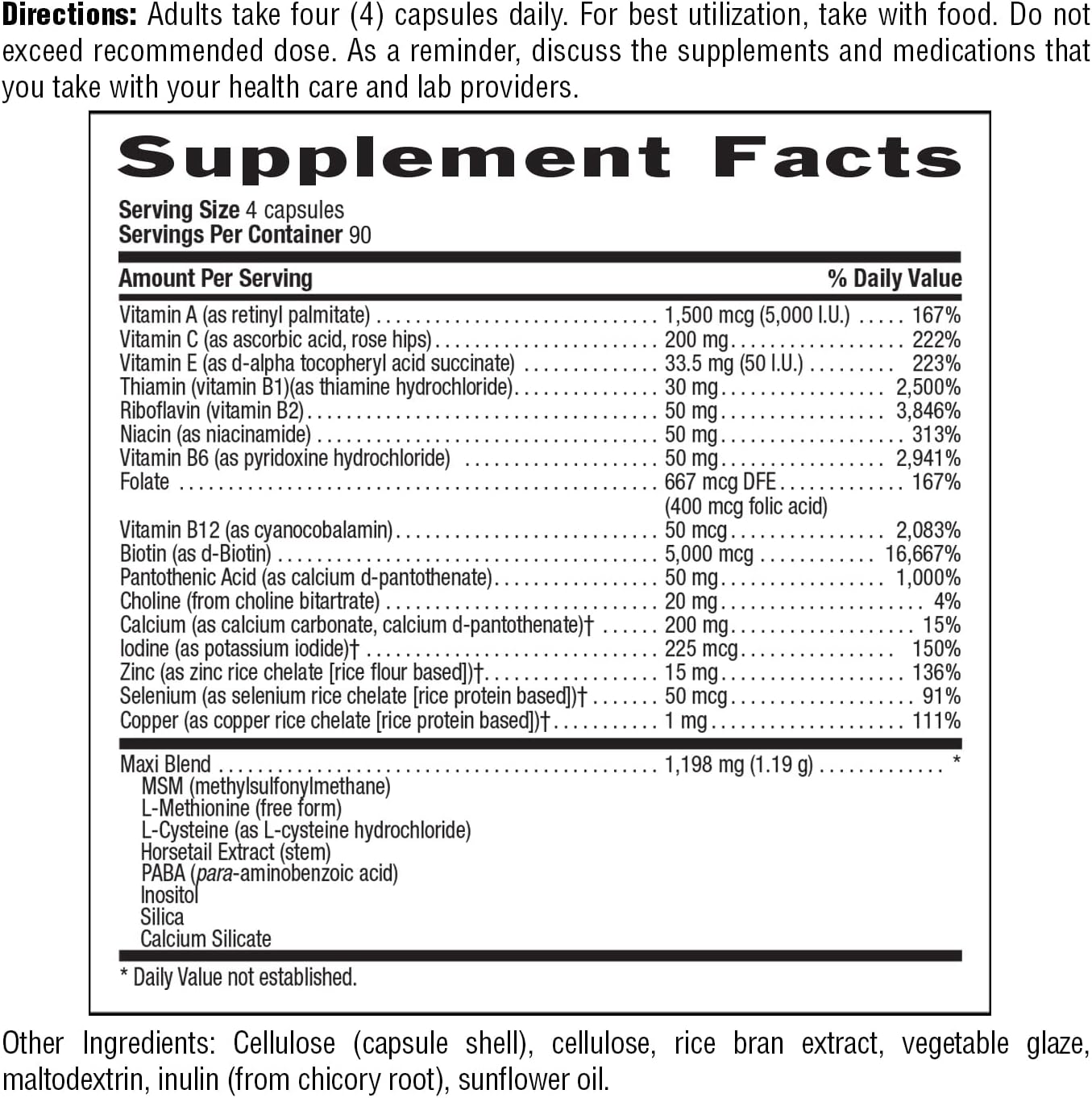 Country Life Maxi-Hair Plus 5000 mcg Biotin, 360 Capsules, Certified Gluten Free, Certified Vegetarian