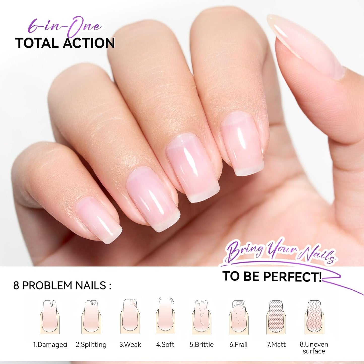 Nail Strengthener Protein for Damaged Nails: Clear 15ml Gelike EC Natural Nail Hardener Extra Strong and Growth - Long Lasting Repair for Damaged Nails - Growth Oil for Daily Work Home Salon Gift