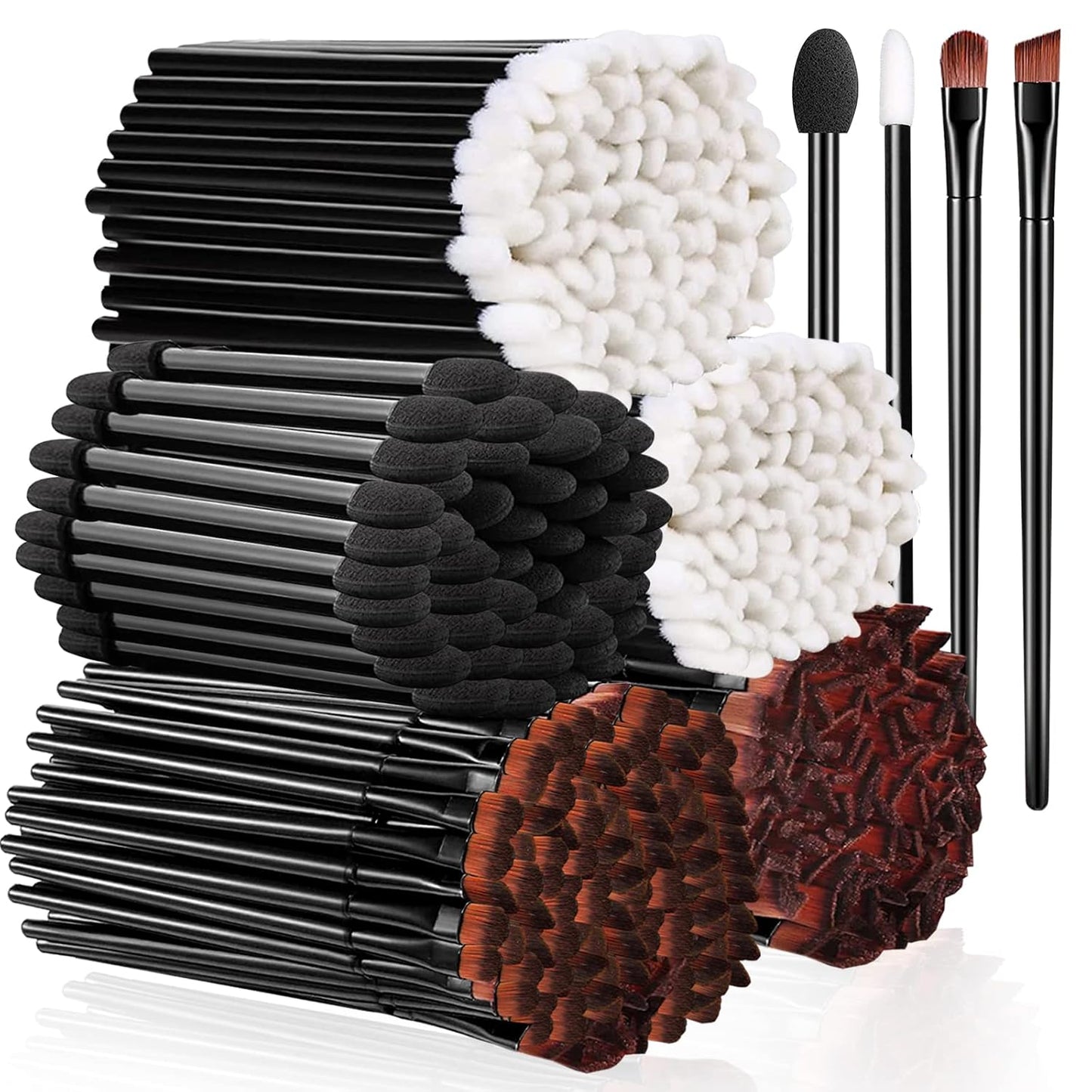 250 Piece Disposable Eyebrow Brush Set - 100 Angled/Round Eyebrow Brushes, 50 Double-End Eyeshadow Brushes, 100 Lip Brushes for Women & Girls Salon Beauty Cosmetic Makeup Tool