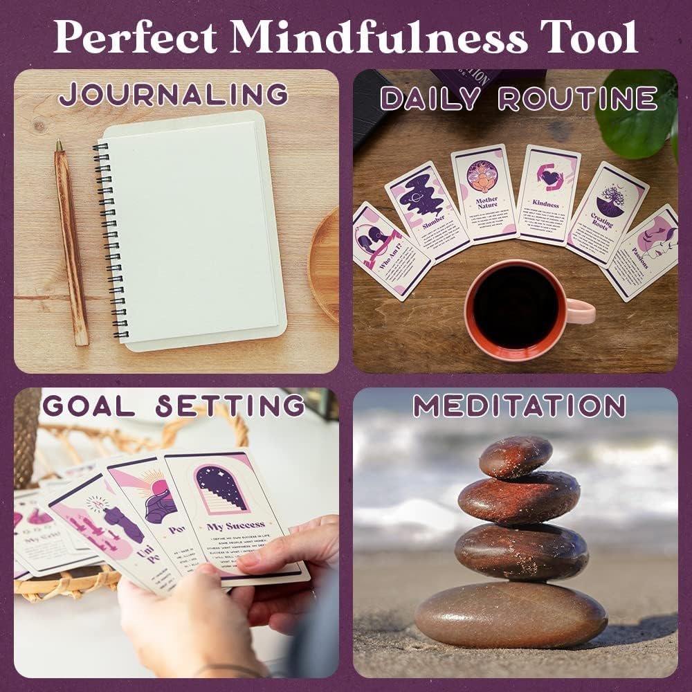 Purple Canyon Affirmation Meditation Kit with White Sage Smudge Kit and Affirmation Cards for Mindfulness and Stress Relief