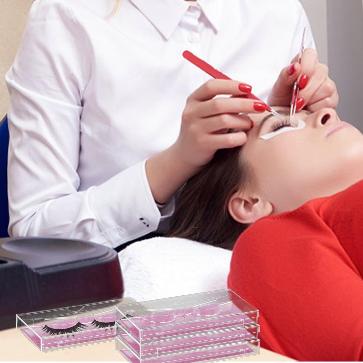 Rose Premium Lash Display Cases - 30 Pack Customizable False Eyelash Storage Containers, Protection