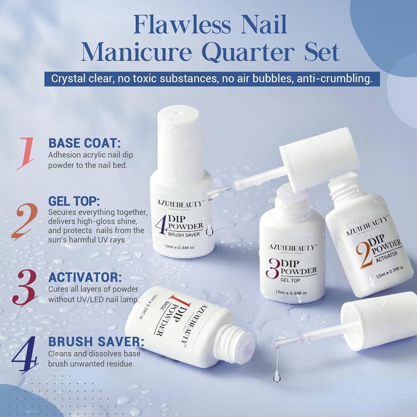 AZUREBEAUTY 31 Pcs Dip Powder Nail Kit Starter 20 Colors Glitter Nude Green Mermaid Serie Dip Powders Liquid Set with Base Top Coat Activator French Nails Art Manicure DIY Salon Christmas Gift