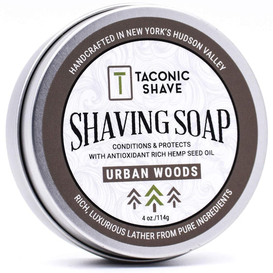 Taconic Shave Barbershop Quality Shaving Soap with Anti-Oxidant Rich Natural Oils – Large 4 Ounce (3 Inch Puck) - Excellent forr All Skin Types (Urban Woods)