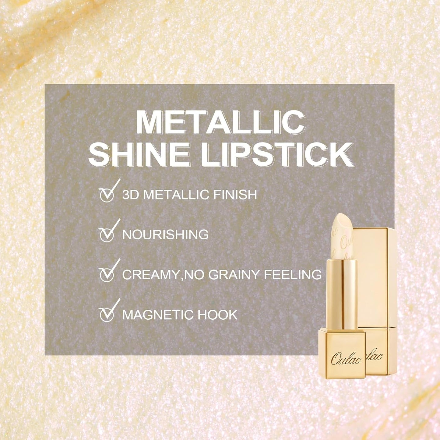 Oulac Glitter Lipstick for Women with Metallic 3D Shine Lightweight Hydrating Formula, High Impact Lip Color, Vegan & Gluten Free Beauty, Sheer Coverage Lip Makeup, Crystal Veil(27)