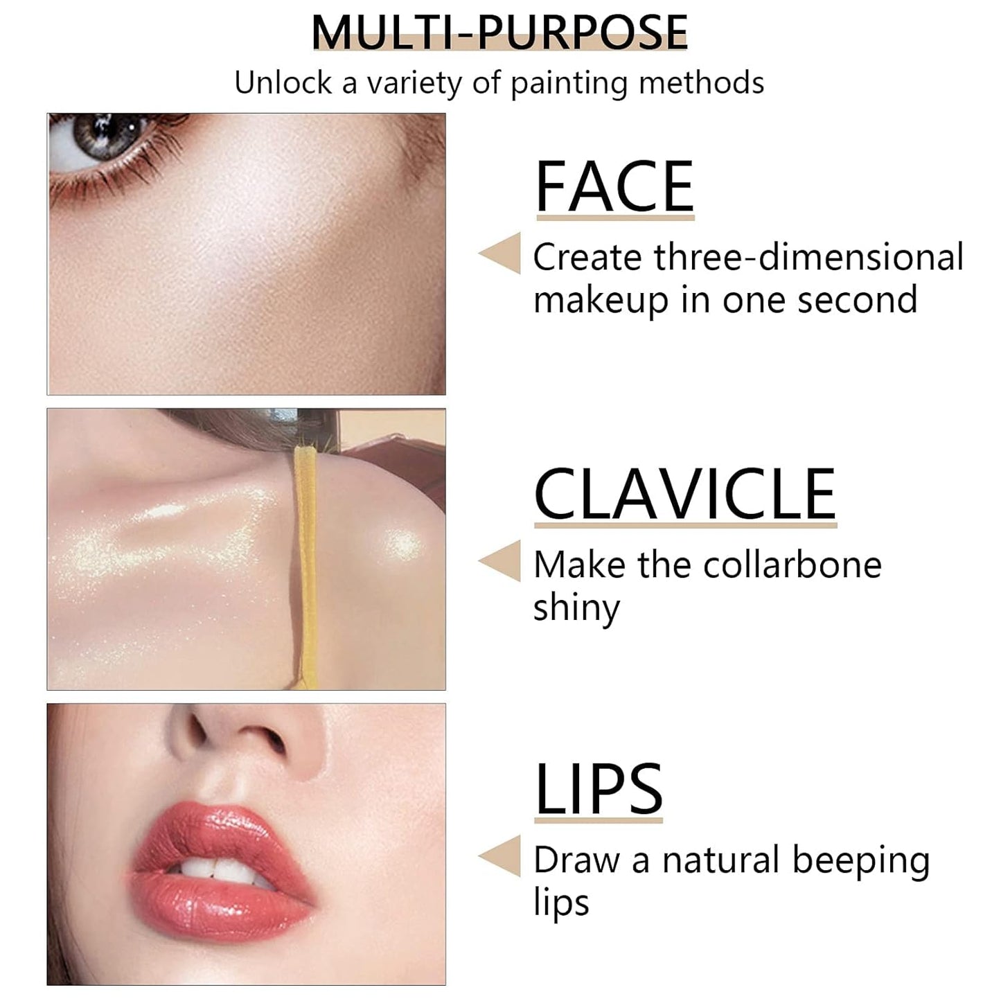 Face Highlighter Makeup Palette Kit, Shimmer Glitter Highlight Contouring Palette Natural Nude Shiny Contour Highlight Makeup Illuminator Highlighter Concealer Palette with brush (Champagne Gold)