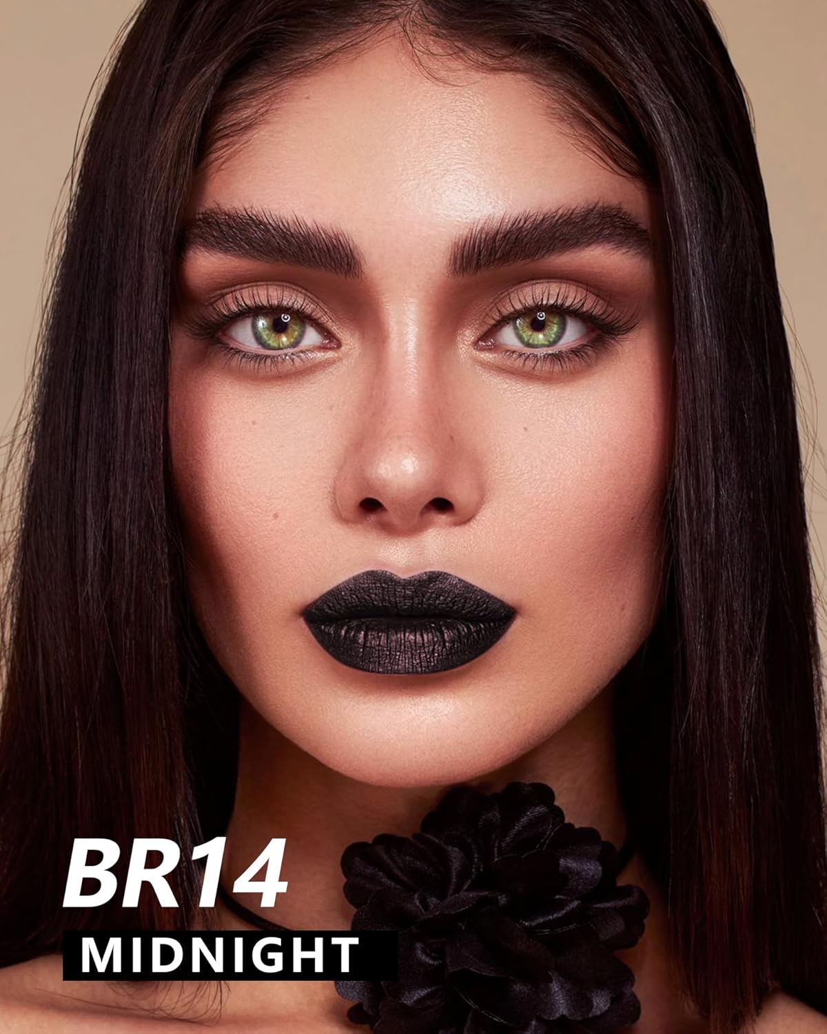 MAKI YIKA Metallic Lipstick for Women Black Lipsticks Long Lasting Glitter Lipstick No Smudge No Transfer Full-Coverage Liquid Lip Gloss (BR14 Midnight)