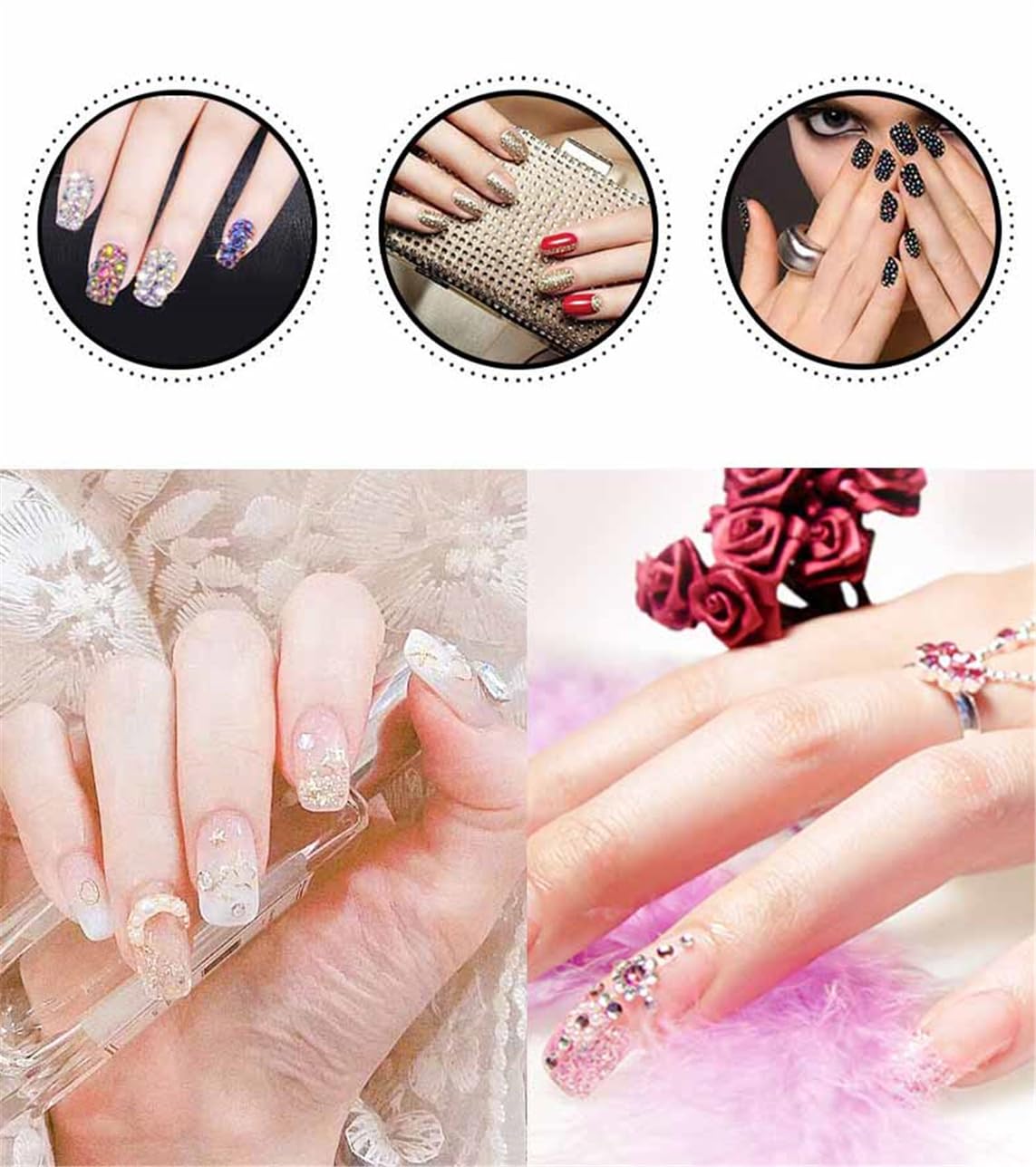 720 Pcs SS30 6mm Flatback Rhinestones for Nails Art Crafts Glitter Round Shine Gems AB Crystals DIY Clothes Shoes （Black-Bottom Ink-Blue AB）