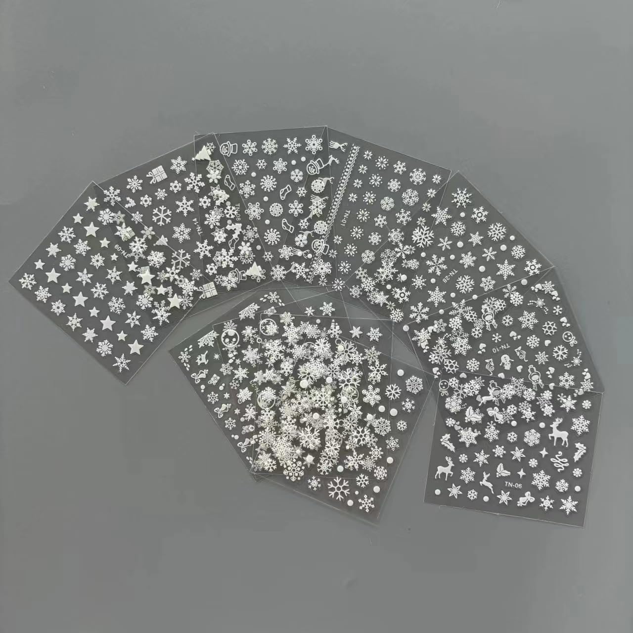 30 Sheet Silver Snowflake Nail Decals - Self Adhesive 3D Nail Art Stickers for Christmas Manicure Decoration