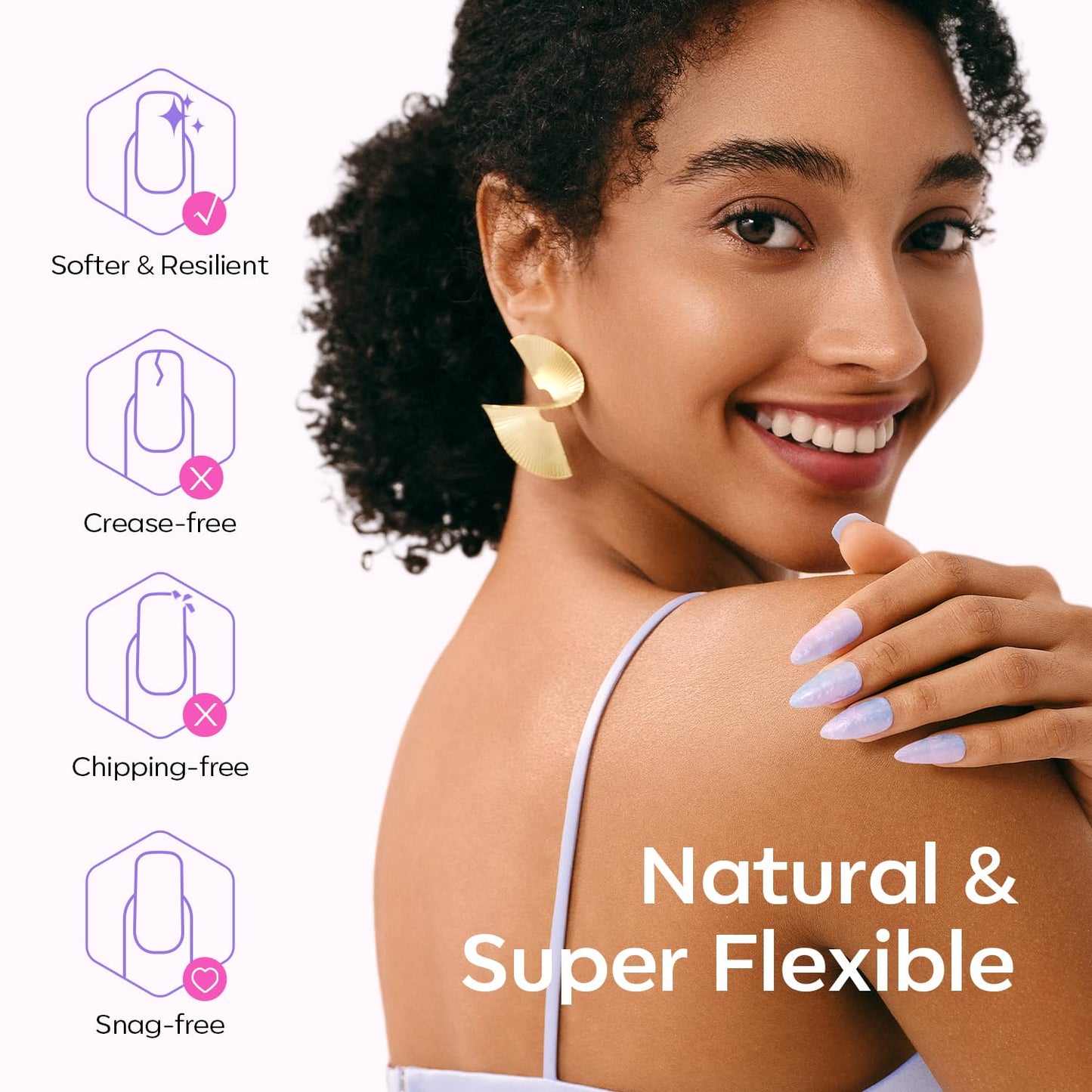 modelones Pointed Almond Nail Tips, Medium Pre-shaped Soft Gel Tips Fake Nails False Acrylic Clear Full Cover Press on Extension Gel Kit Manicure DIY at Home 216PCS 12Sizes