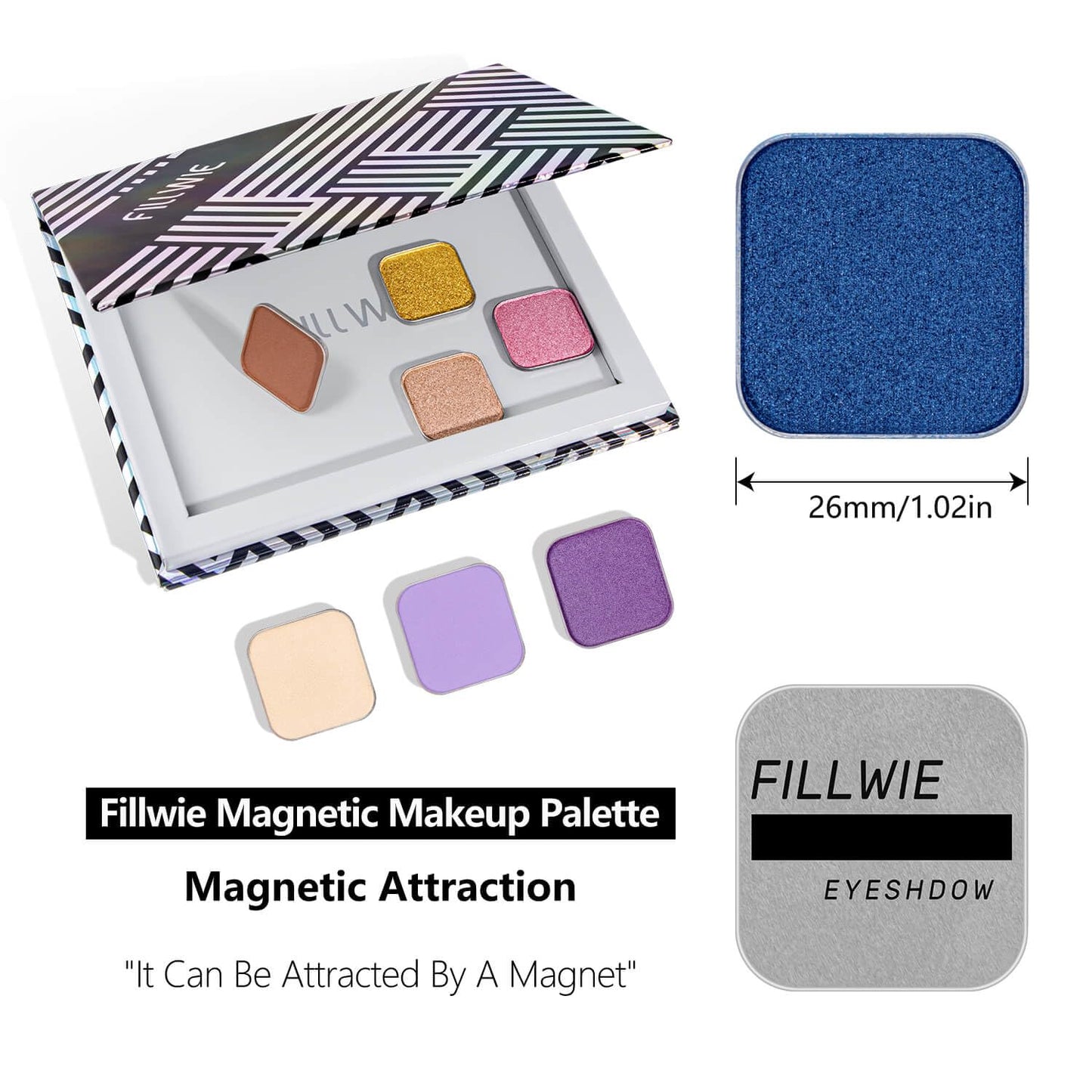 Magnetic Blue Single Eyeshadow Matte Shimmer Highly Pigmented Blendable Longwear Powder in Magnetic Refill Pan for Custom Palette Easy to Apply and Remove (Abyss)