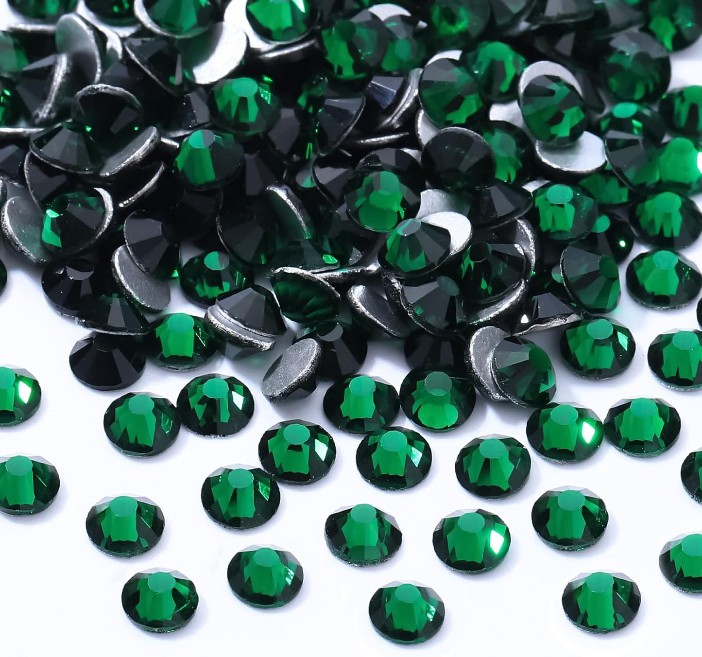 Green Flatback Rhinestones, Glass Rhinestones for Nail Art and Craft, Glue Fix, Loose Crystal Gemstones(Green, SS20, 2880pcs, 4.6-4.8mm)