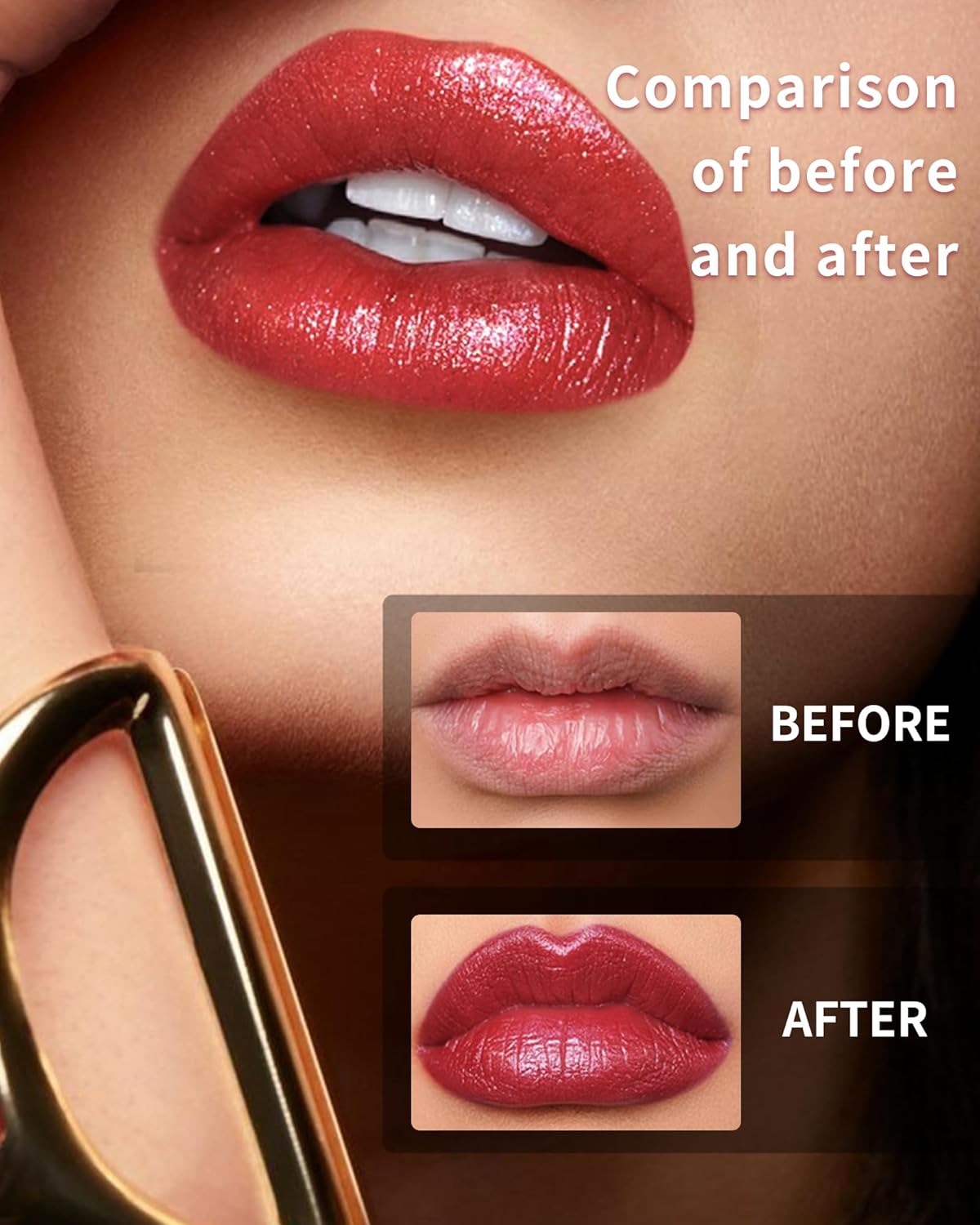 Glitter Metallic Shimmer Gold Lipstick Long Lasting,Diamond High Pigmented Nude Red Metallic Matte Liquid Lipstick Non-Stick Lip Gloss,Transfer Proof Lip Color Lip Stick Makeup for Women-01