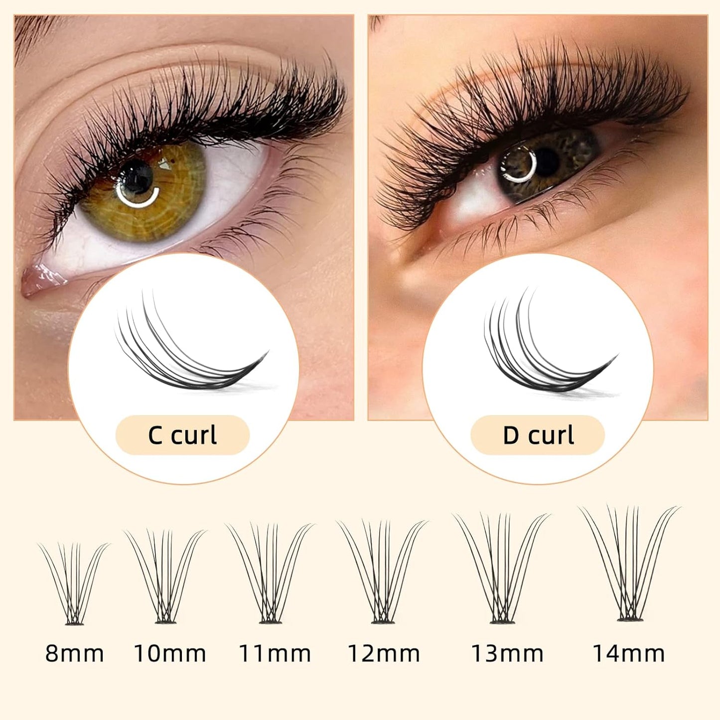 QUEWEL Cluster Lashes 240Pcs Individual Lashes 10D 0.10C Curl 10mm Knot-Free Lash Extensions Clusters Lashes Soft&Natural False Eyelashes Individual DIY Eyelash Extension at Home(10D 0.10C 10)