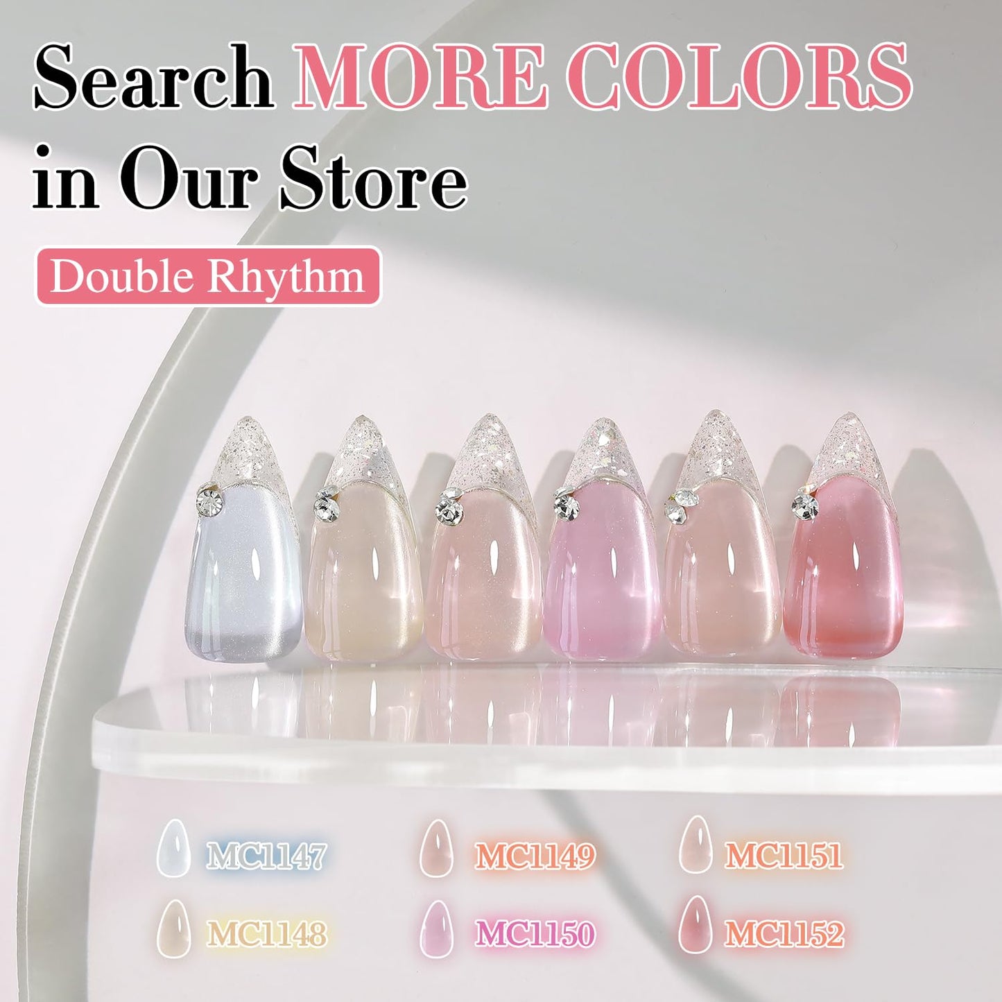 Double Rhythm 0.5 Oz Cat Eye Gel Polish with Magnet Same Color Same Bottle Holographic Glitter Shimmer Translucent Color Salon 15 ML Magnetic Nail Art (Coral Pink-MC1152)