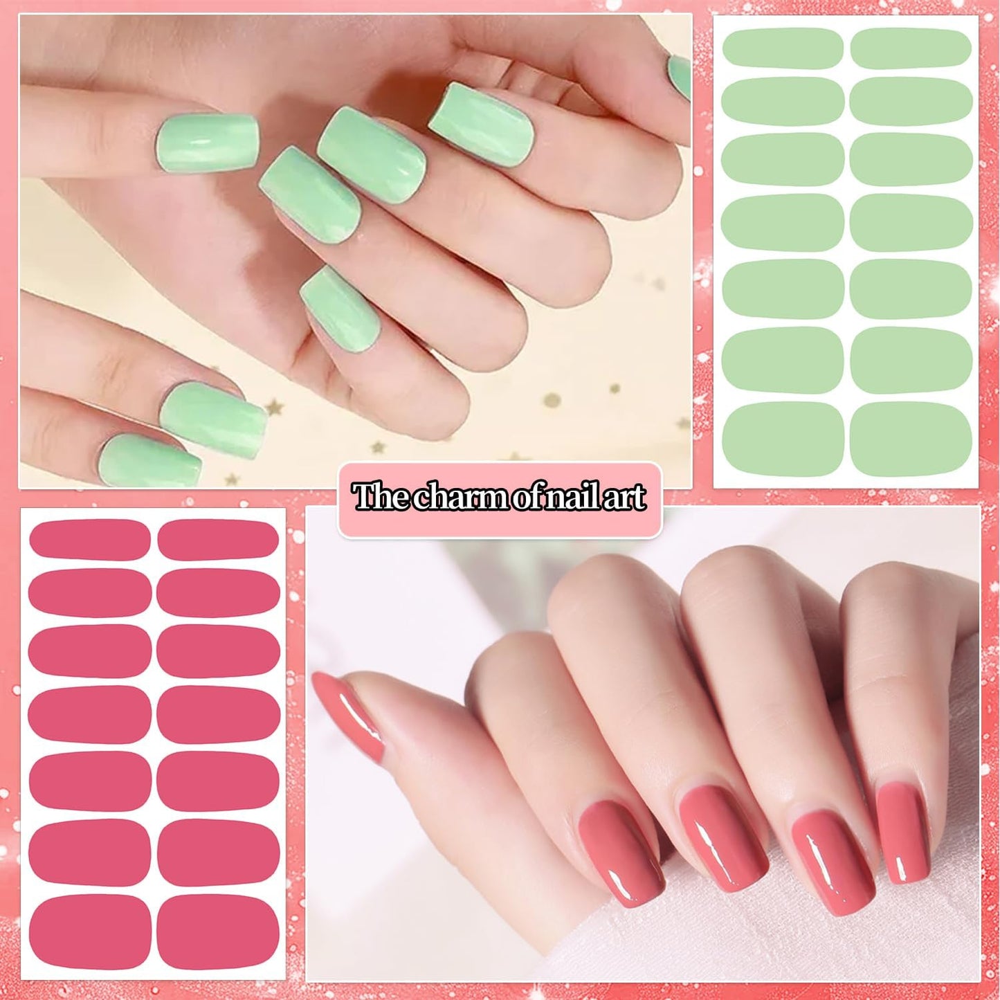 DANNEASY 224PCS/16 Sheets Nail Polish Strips - Dusky Solid, Gel Nail Stickers Full Nail Wraps, UV Free | Easy to Stick | Adhesive Sticker Nails for Women with 1 File, 1 Cuticle Stick