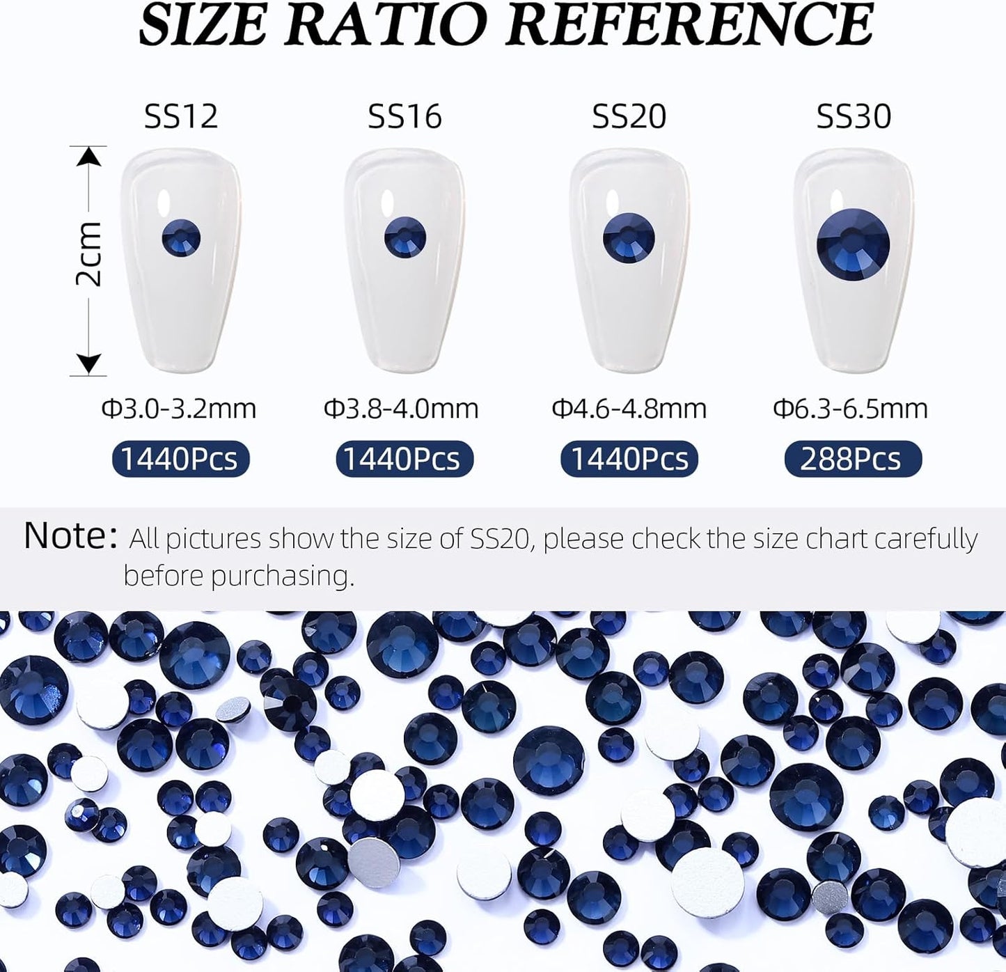 Montana Flatback Rhinestones, Glass Rhinestones for Nail Art and Craft, Glue Fix, Loose Crystal Gemstones(Montana, SS30, 288pcs, 6.4-6.6mm)