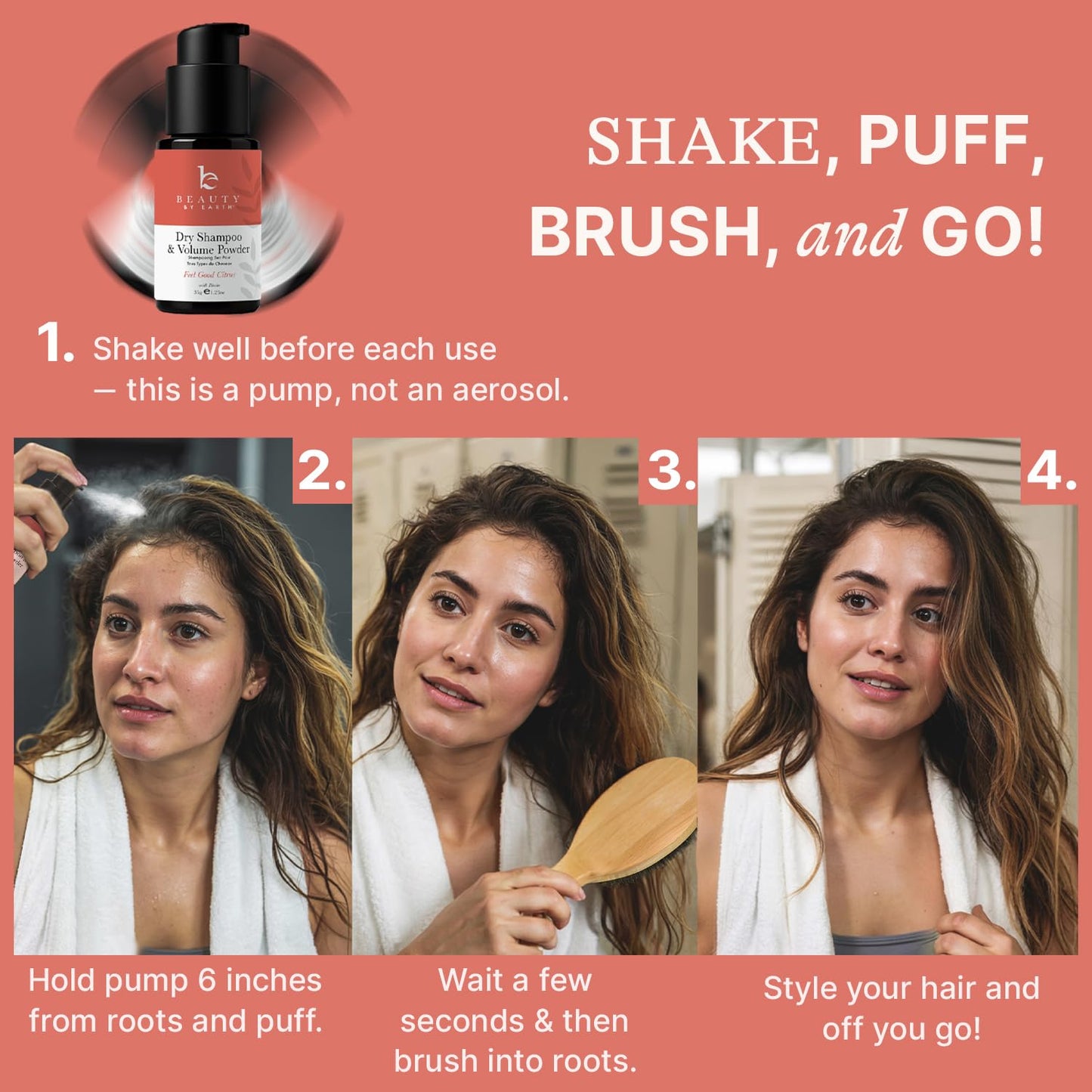 Beauty by Earth Non-Aerosol Dry Shampoo Powder - Volumizing Non Toxic with Biotion, Oil-Absorbing Natural Ingredients, Made in USA