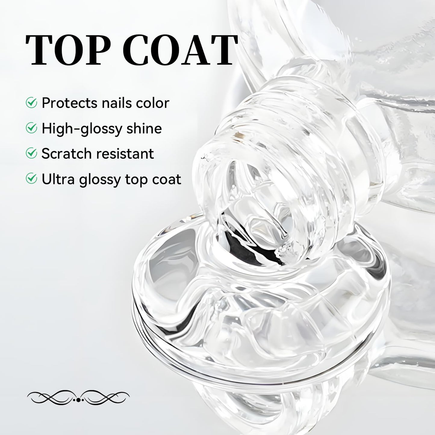 16.5ml Top Coat Clear Nail Polish, Quick Dry High Gloss Shine Large Volume Top Coat, Long Wear and Scratch Resistant for Women Salon DIY Nail Art