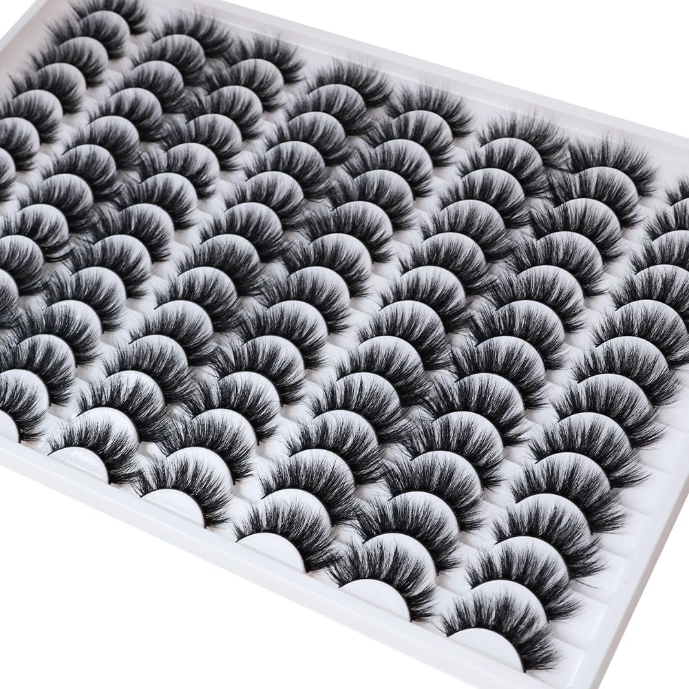 False Eyelashes 48 Pairs Faux Mink Lashes 14mm Wispy Lashes 3D Fluffy Cat Eye Lashes Pack Bulk Wholesale Strip Lashes(style 48-032)