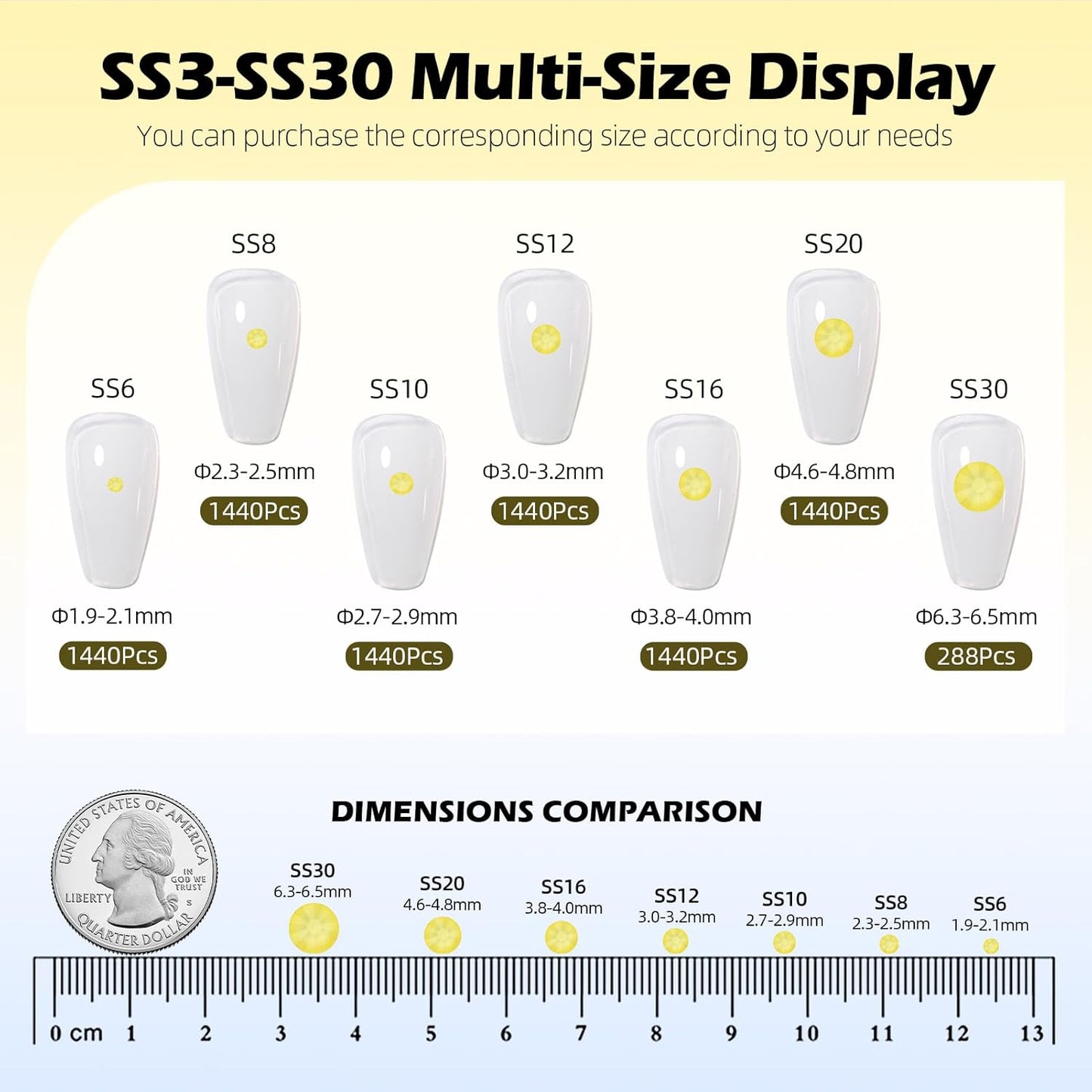 Mocha Citrine Flatback Rhinestones, Glass Rhinestones for Nail Art and Craft, Glue Fix, Loose Crystal Gemstones(Mocha Citrine, SS20, 1440pcs, 4.6-4.8mm)