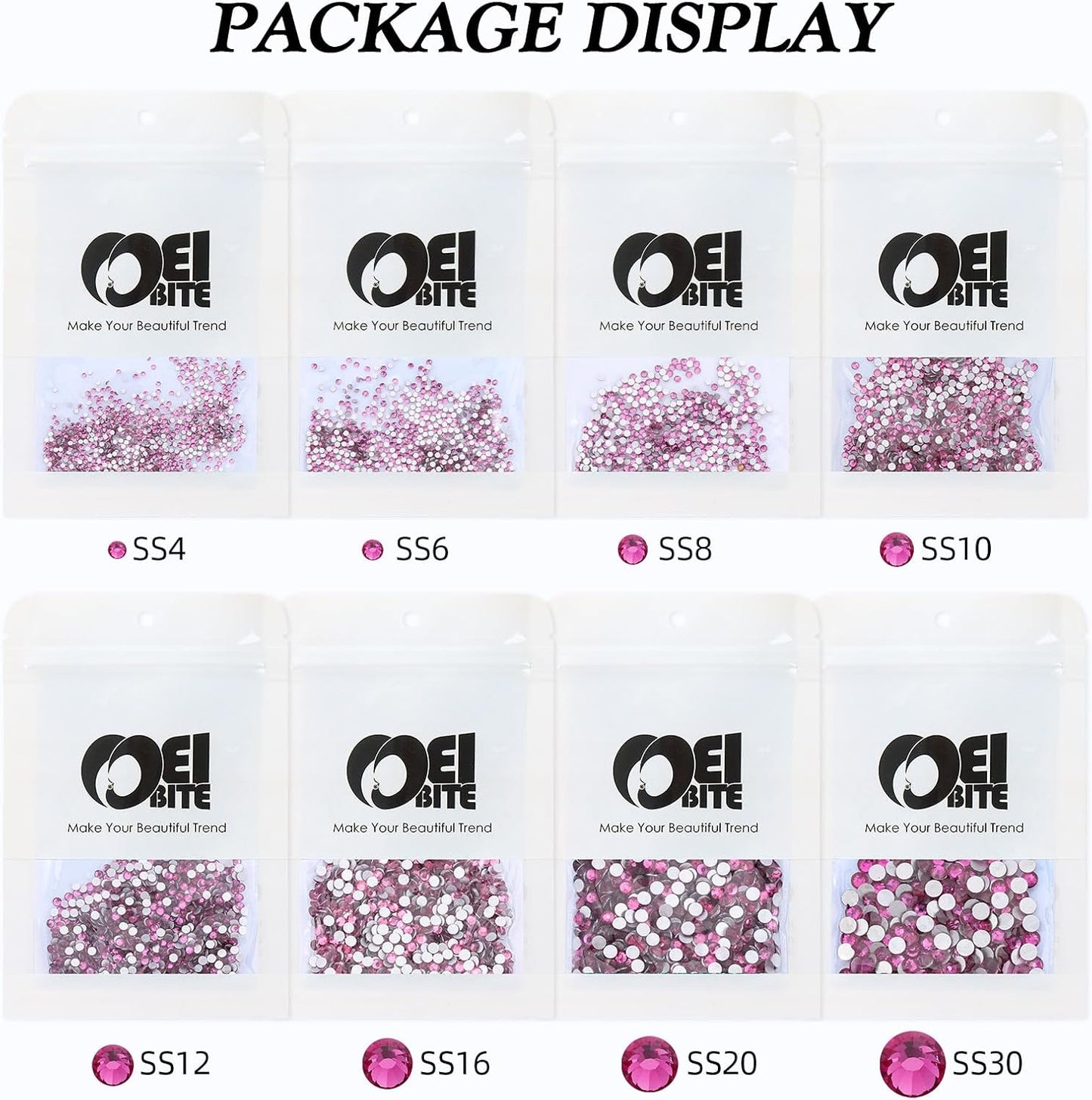 Fuchsia Flatback Rhinestones, Glass Rhinestones for Nail Art and Craft, Glue Fix, Loose Crystal Gemstones(Fuchsia, SS4, 1440pcs, 1.5-1.7mm)