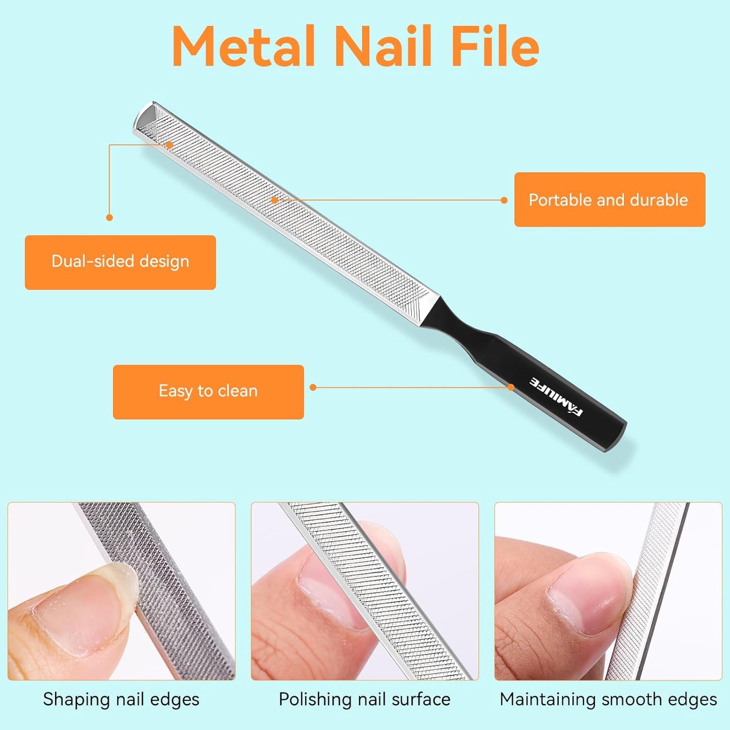 Pedicure Tool Kit and Ingrown Toenail Removal Kit, 3-Piece Set with Nail Nipper, Metal Nail File, and Fingernail Lifter for Thick, Ingrown Fingernail Removal