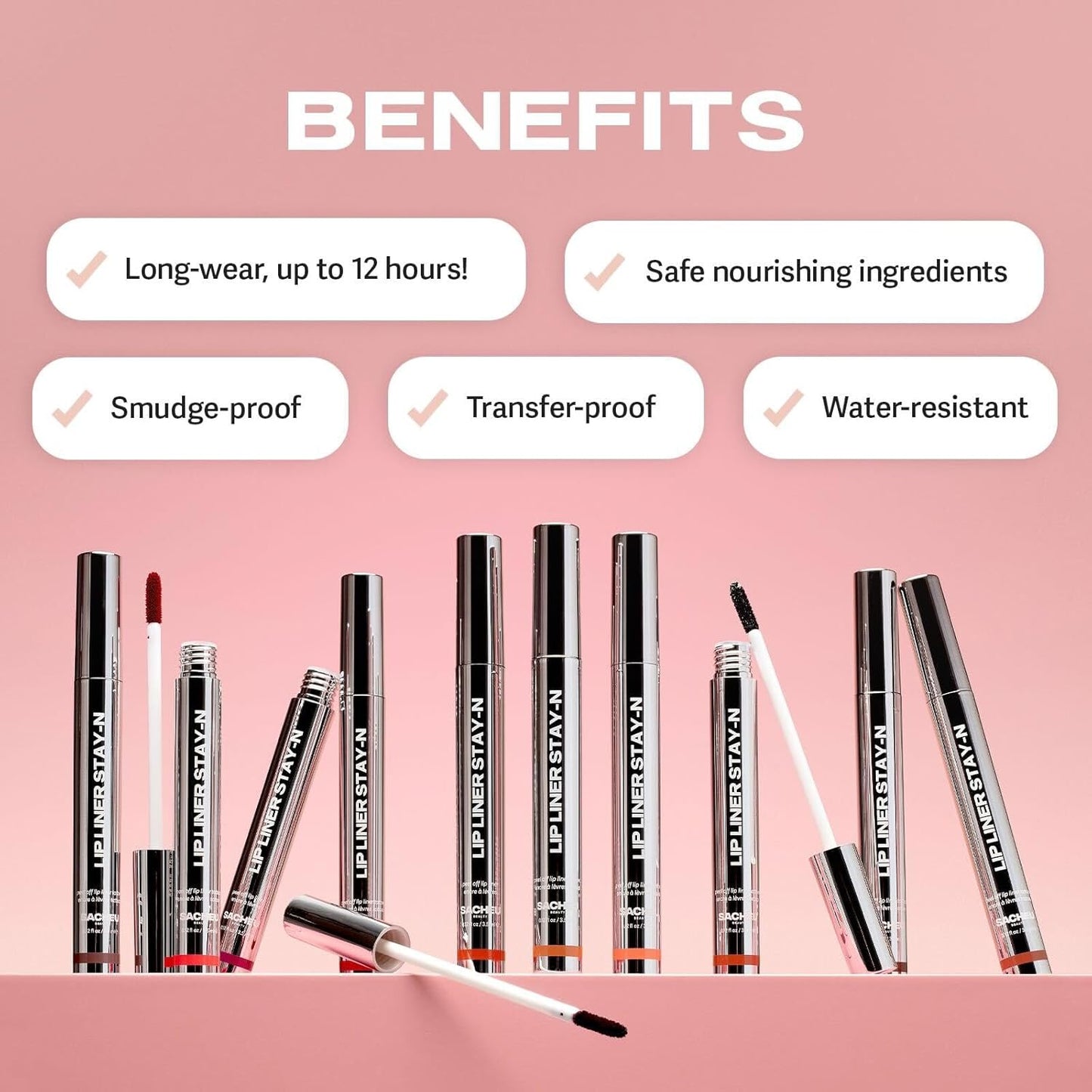 Sacheu Lip Liner STAY-N Peel Off Lip Stain — Long Lasting Matte Lip Tattoo Transfer Proof Lipstain Infused with Hyaluronic Acid & Vitamin E for All Skin Types — Vegan & Cruelty-Free, leftonRED