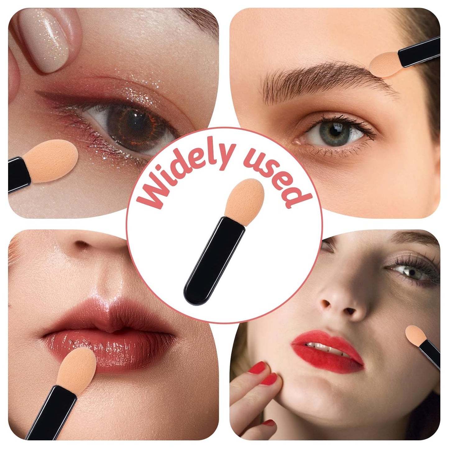 150pcs Eyeshadow Applicators Sponge Tip Small Disposable Eye Shadow Applicators Sticks Double Sided Tipped Oval Makeup Tool Eyeshadow Brush Comestic Portable Travel Mini Short Brushs for Makeup