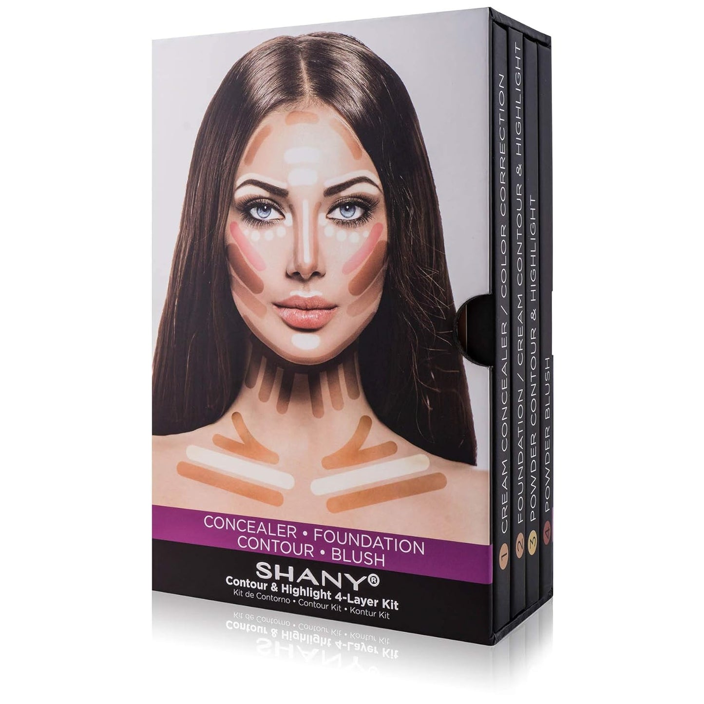 SHANY 4-Layer Contour and Highlight Makeup Kit - Set of Concealer Palette, Color Corrector, Makeup Foundation Palette, Contour Highlight Palette, and Blush Palettes