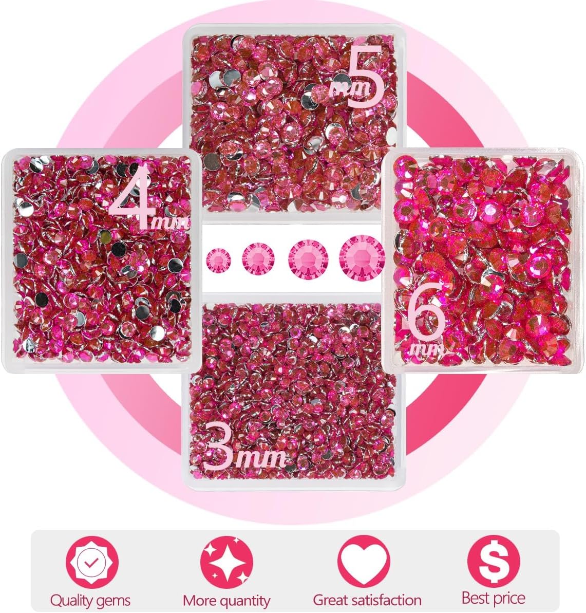 Rose Pink Crystal Resin Rhinestones w B7000 Jewelry Glue for Bedazzling Crafting Light Hot Pink Flatback Stones 3mm 4mm 5mm 6mm Rose Red Diamonds Gems for Nails Face Eyes Makeup Tumblers Crafts