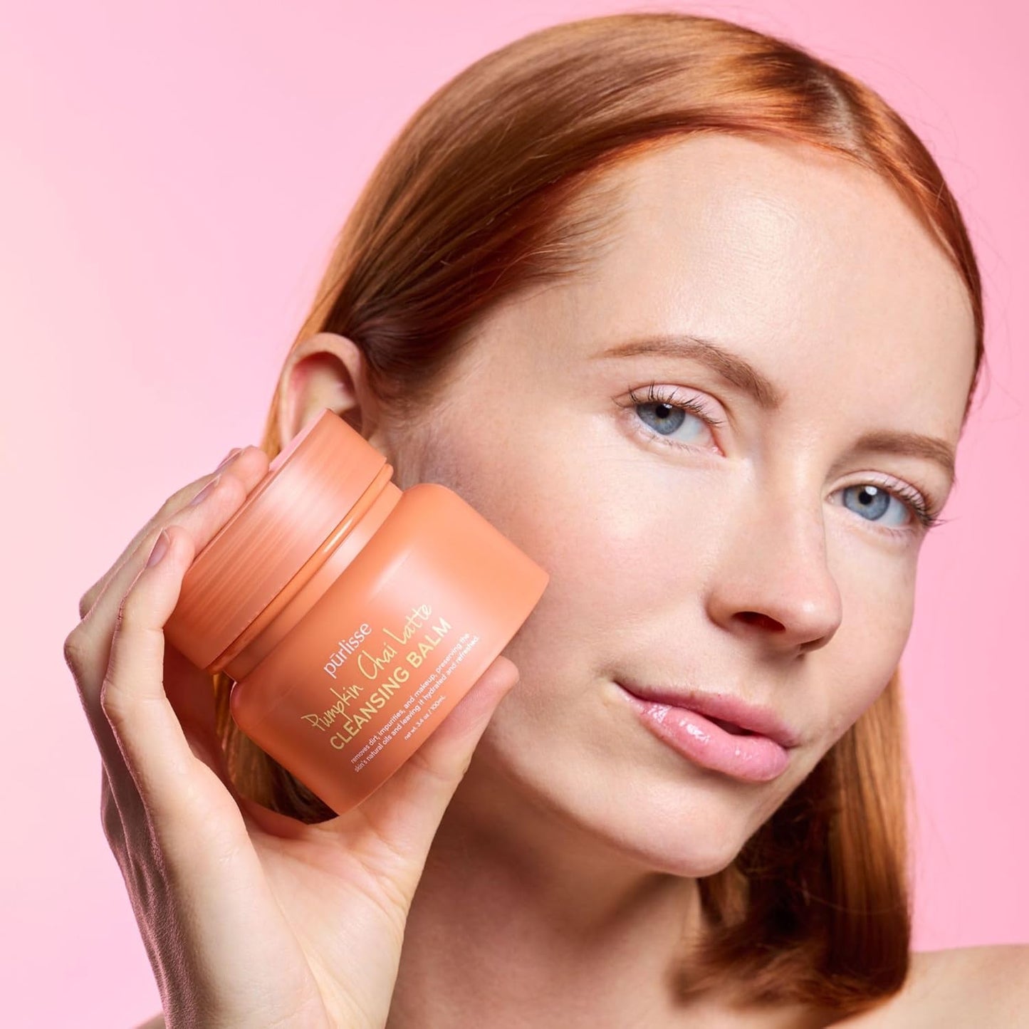 pūrlisse Pumpkin Chai Latte Cleansing Balm - Hydrating Facial Cleanser Enriched with Pumpkin, Chai & Soy Milk - Makeup Remover Balm & Gentle Face Wash for Women & Men (3.4 oz)