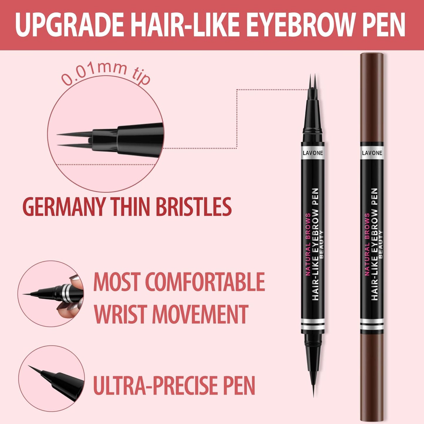 Eyebrow Pencil, 2-in-1 Waterproof Eyebrow Pen, with 2 Tip Microblading Eyebrow Pencil and Ultra-Precise Brow Pencil, with Eyebrow Brush, Eyebrow Pencils for Women,Natural Hair-Like Brows-Dark Blonde