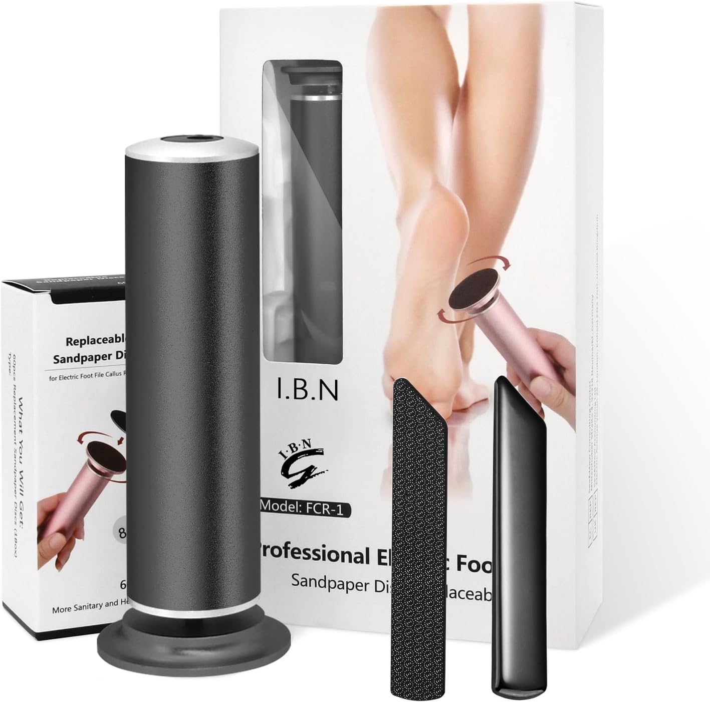 Electric Foot Callus Remover with Hand Callus Remover, Adjustable Speed Professional Electric Foot File Filer Sander Pedicure Tools for Feet Heel Dead Cracked Skin Women Men Use (Black)