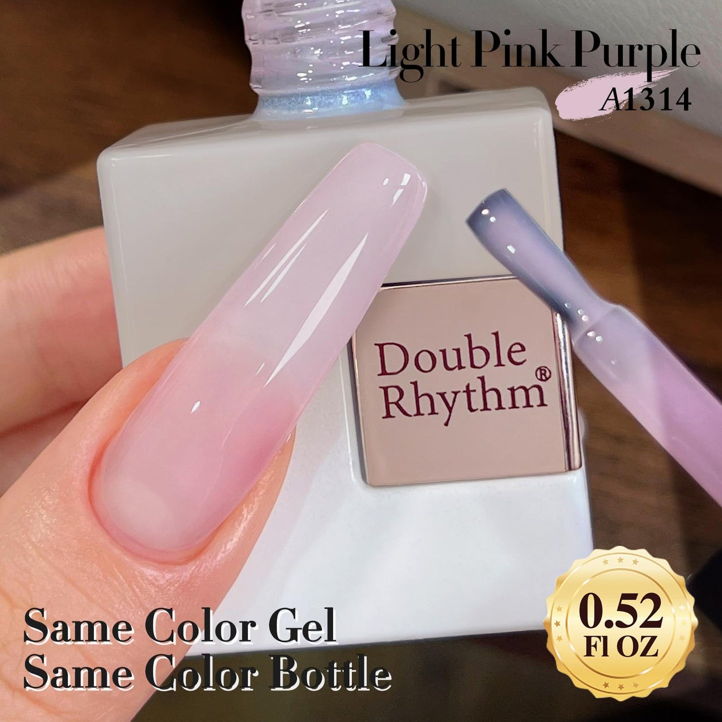 Double Rhythm Translucent Gel Polish Sheer Neutral Natural Light Milky Same Color Same Bottle 15ML Jelly Nail Polish Nail Art DIY at Home (Pink Purple-A1314)