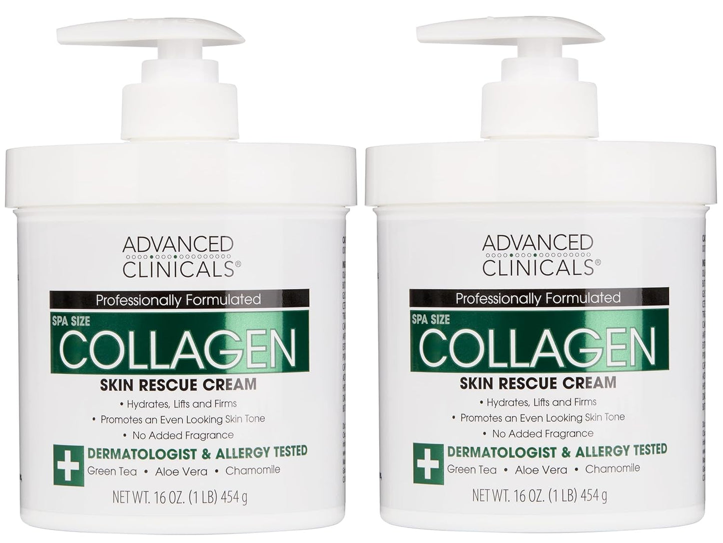 Advanced Clinicals Collagen Cream Body Lotion & Face Moisturizer W/Vitamin E | Skincare Moisturizing Collagen Lotion For Women, Men, Hand, & Neck Improves Look Of Crepey Skin & Uneven Dry Skin, 2pc