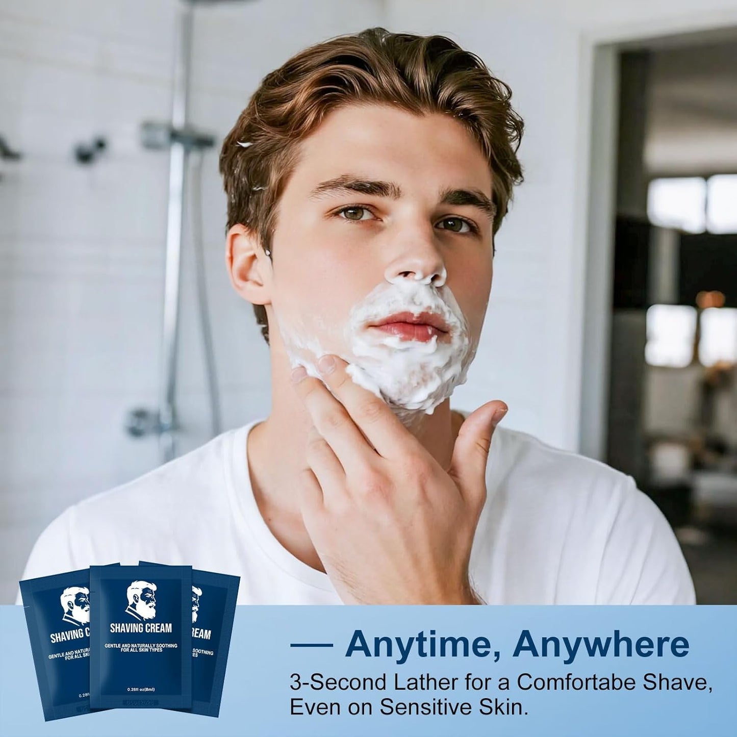 Shaving Cream Bulk Travel,8ml/0.28 oz Travel Shave Cream Disposable Shaving Cream in Bulk for Hotel Homeless （Jasmine，pack of 200)