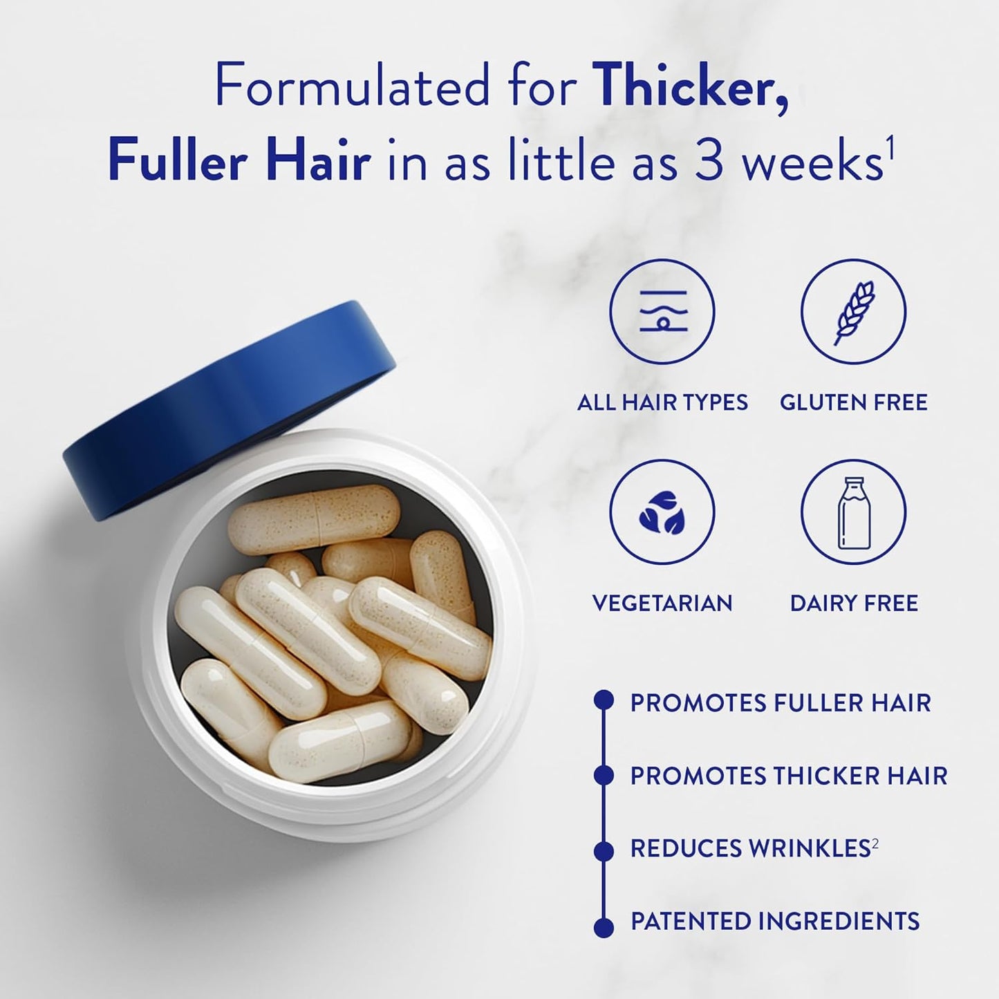 Routine Wellness Hair Growth Supplement - Clinically Tested for Thicker, Fuller Hair - Reduces Wrinkles, Fine Lines - Gluten Free, Ideal for Women & Men with Thinning Hair - 1 Bottle, 30 Day Supply