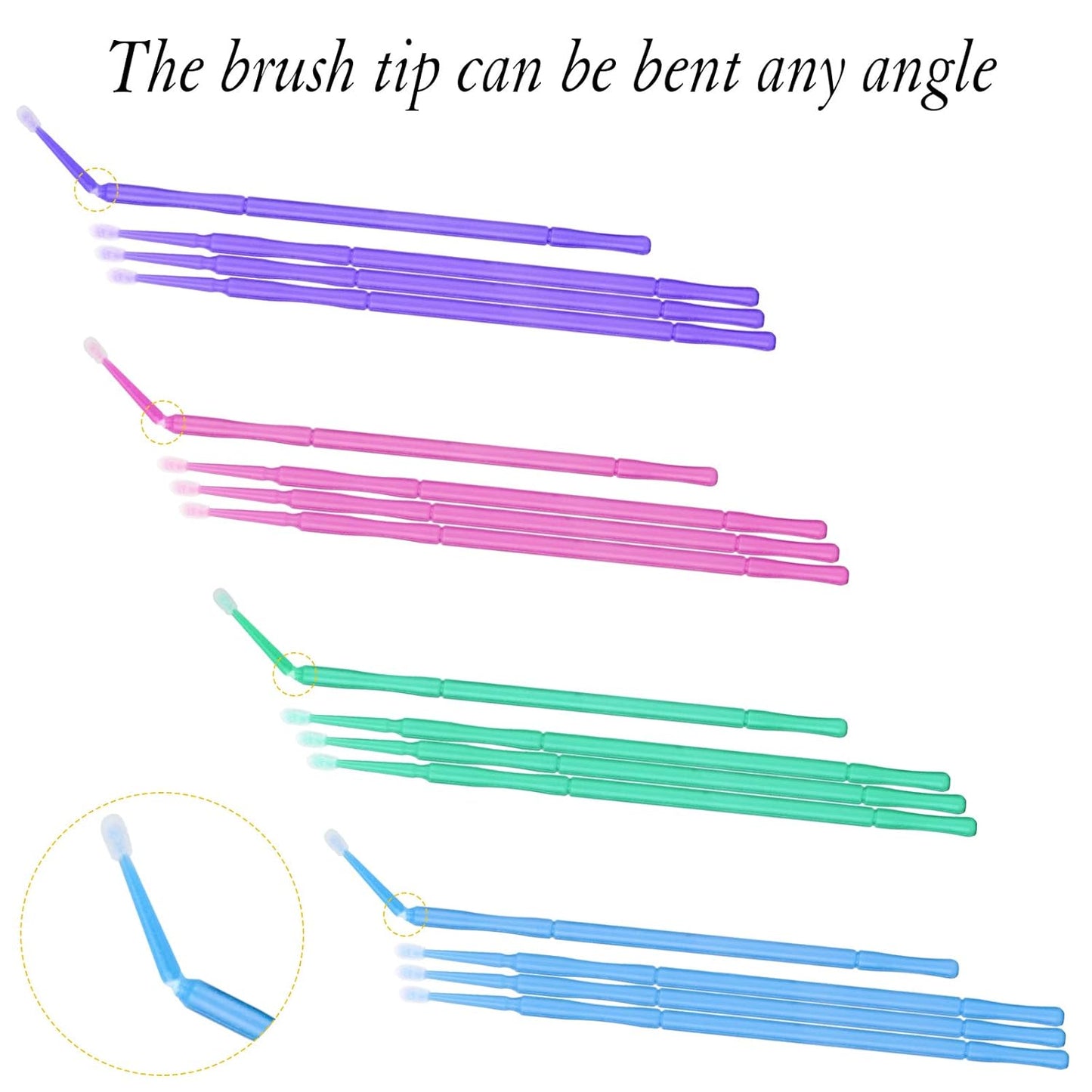 500 PCS Disposable Micro Applicator Brush, Gelme Nutri Micro swabs,Head Bendable Ultrafine Eyelash Extension Brushes for Makeup and Personal Care (Pink 2mm)