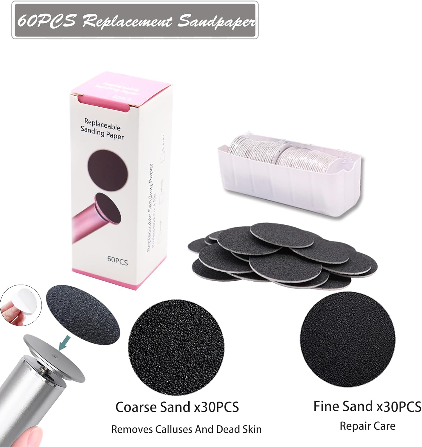 Electric Callus Remover Powerful Electric Foot File Grinder Sander Machine with Speed Controller and 60PCS Replacement Sandpaper Disk Pedicure Feet Care Tool for Dead Skin Removal Gray