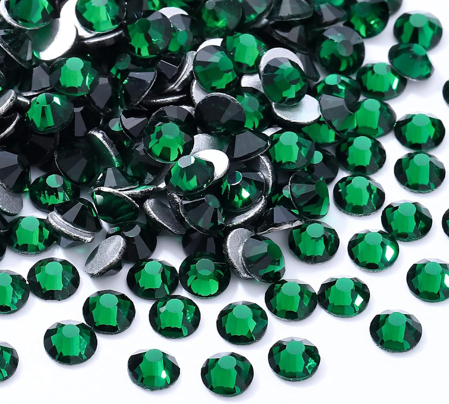 Malachite Green Flatback Rhinestones, Glass Rhinestones for Nail Art and Craft, Glue Fix, Loose Crystal Gemstones(Green, SS12, 1440pcs, 2.9-3.0mm)