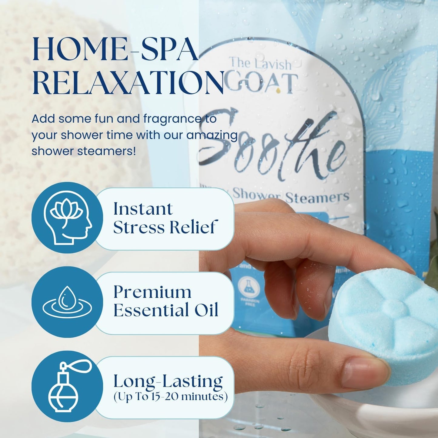 TLG Soothe Shower Steamers Aromatherapy 7 Pack – USA Made with Extra Menthol, Peppermint & Eucalyptus – Shower Bomb for Relaxation, Stress & Sinus Relief – Gift for Men & Women