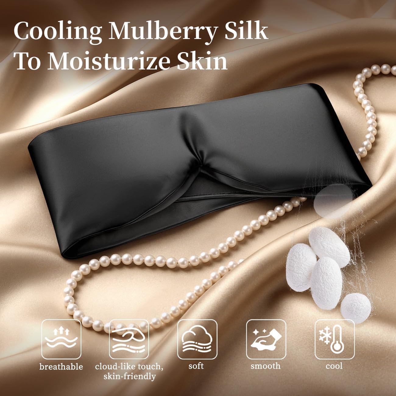 USlixury Silk Sleep Mask, 3D Contoured Sleeping Masks, Blackout Sleep Masks for Women with Nose Wing,100% Mulberry Silk, Face-Hugging Non-Slip SLEP Mask for Side Sleeper, 27.5x4.5'', Dark