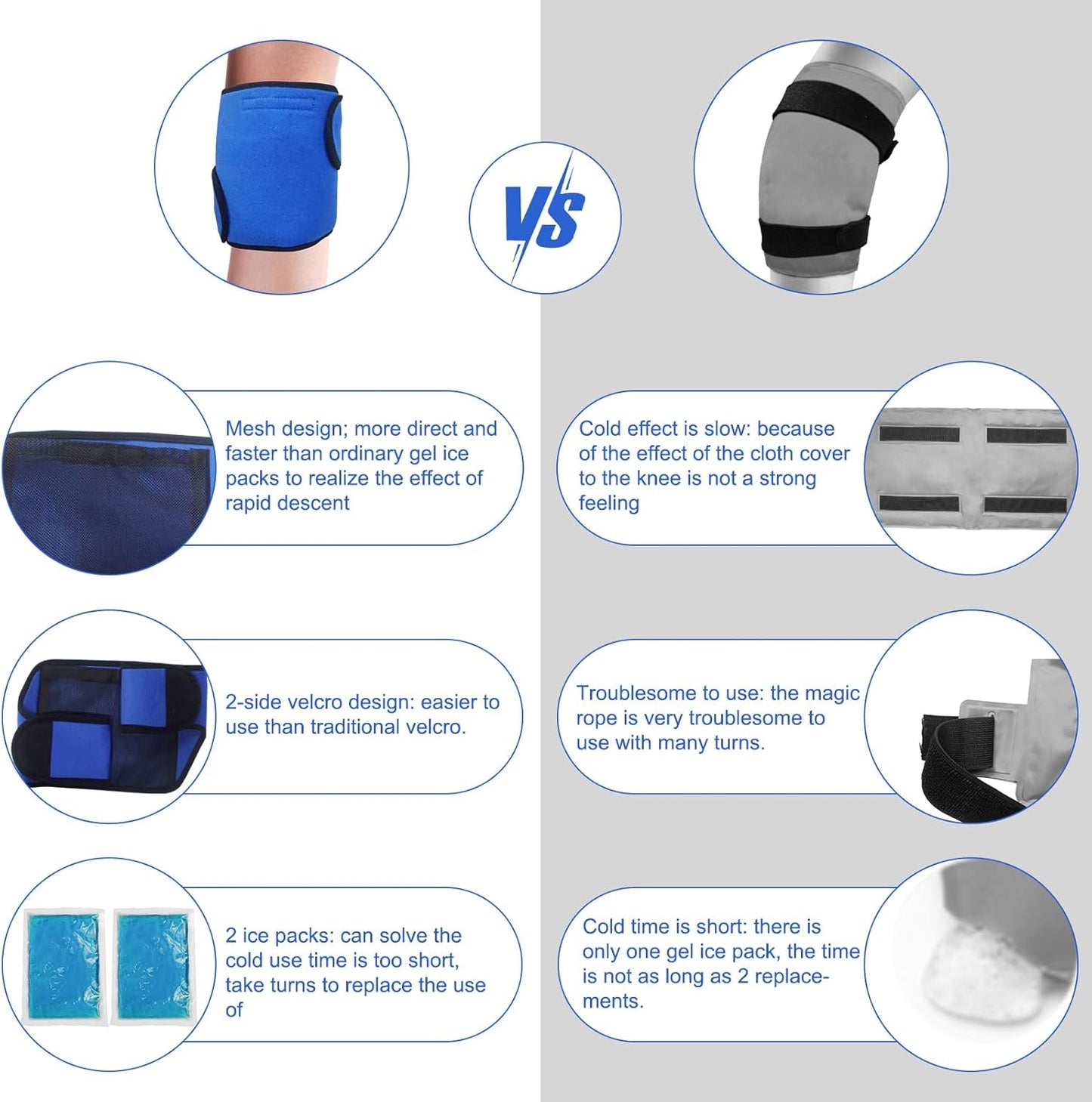 Knee Ice Pack for for Injury, Reusable Hot Cold Ice Gel Pack for Swelling, Muscle Soreness, Joint Pain, Flexible Knee Ice Pack Wrap Cold Compress for Replacement Surgery, Sprains, Arthritis